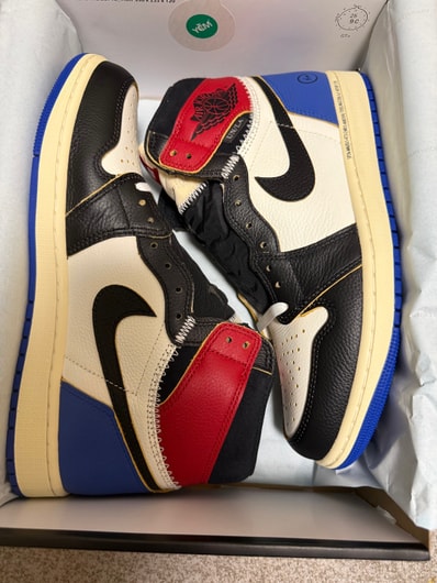 fragment design × UNION × Nike Air Jordan 1 High OG "Black/Varsity Red"