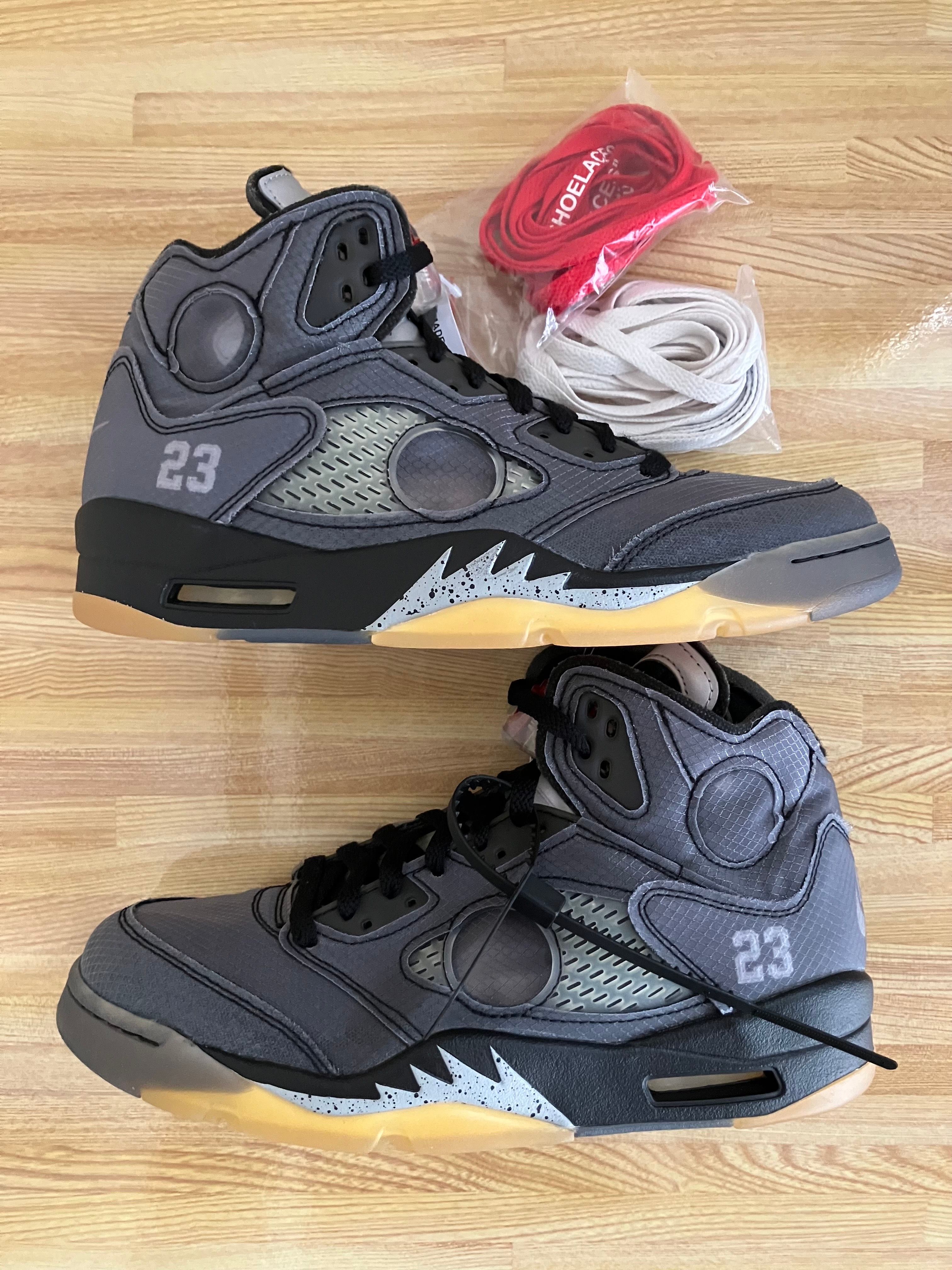 Off-White × Nike Air Jordan 5 "Black/Muslin/Fire Red"