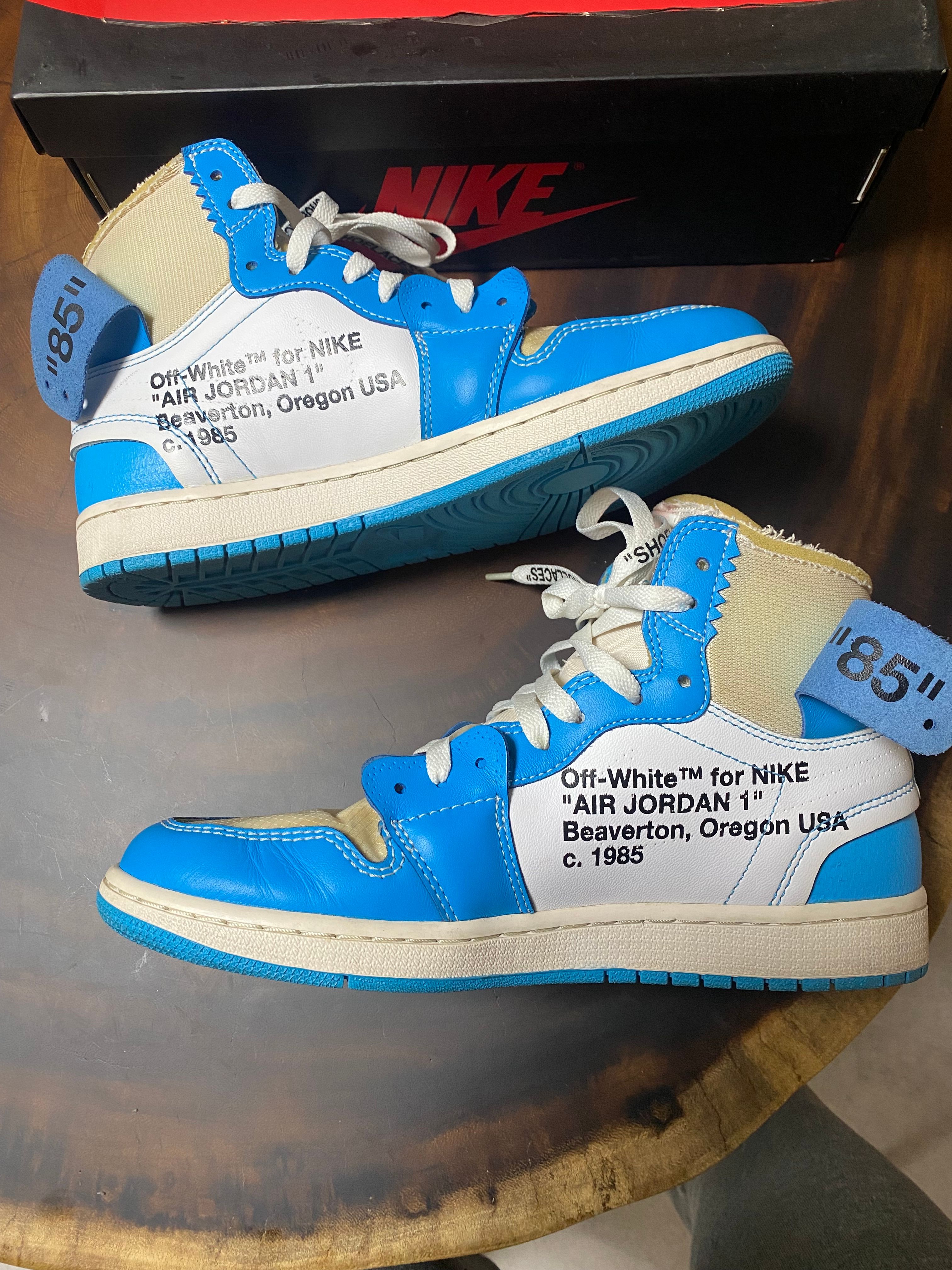 Off-White × Nike Air Jordan 1 High UNC "White/Dark Powder Blue"