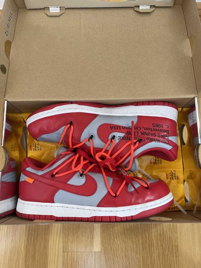 Off-White × Nike Dunk Low "University Red/Wolf Grey"