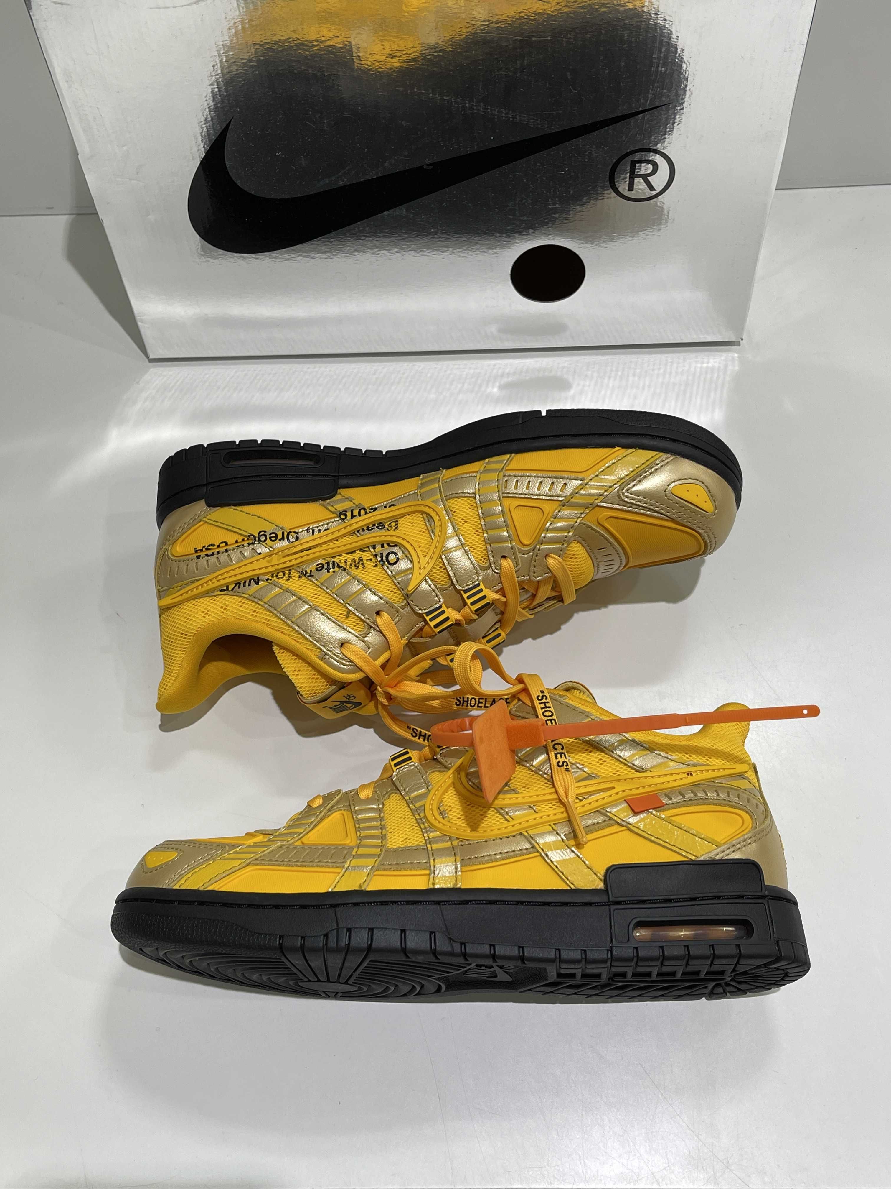 Off-White × Nike Air Rubber Dunk "University Gold" 