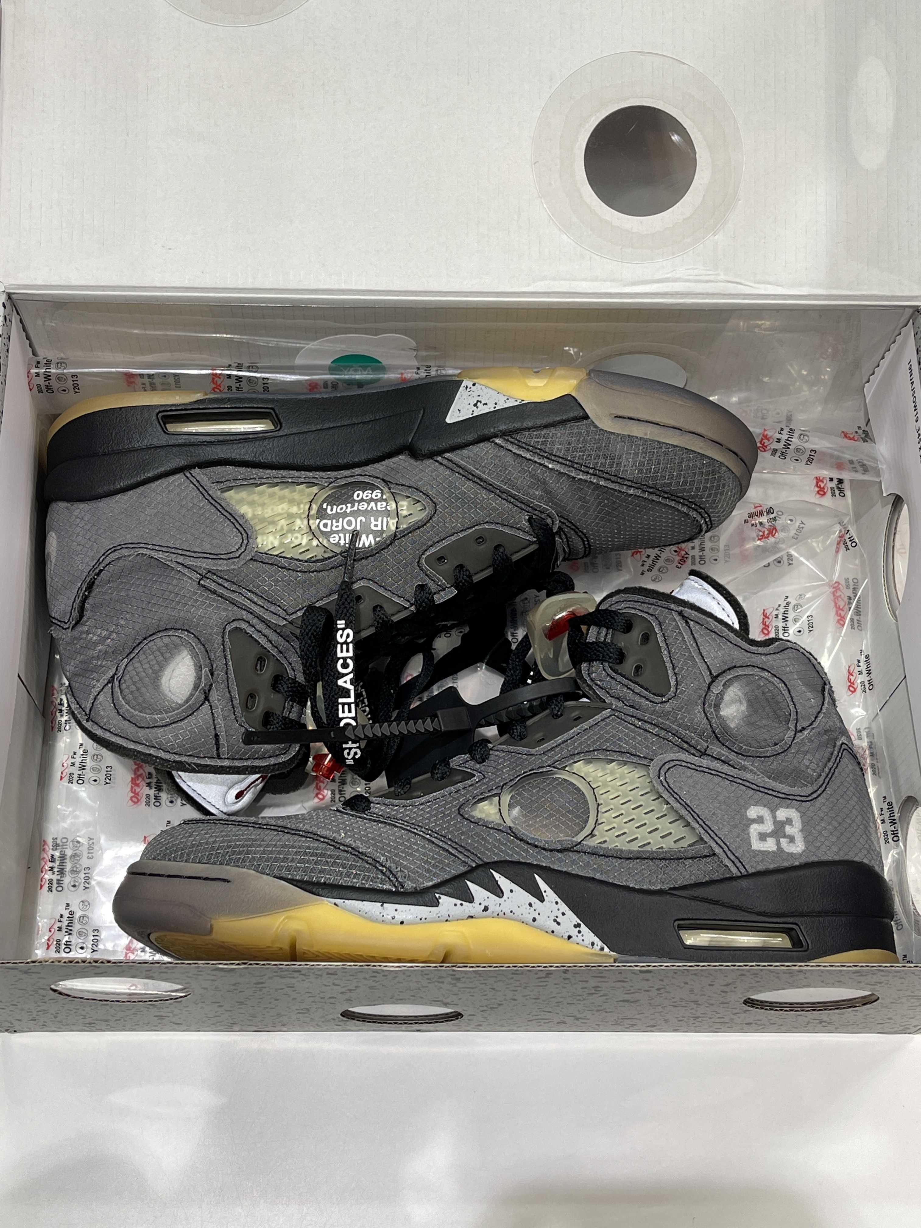 Off-White × Nike Air Jordan 5 "Black/Muslin/Fire Red"