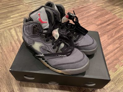 Off-White × Nike Air Jordan 5 "Black/Muslin/Fire Red"