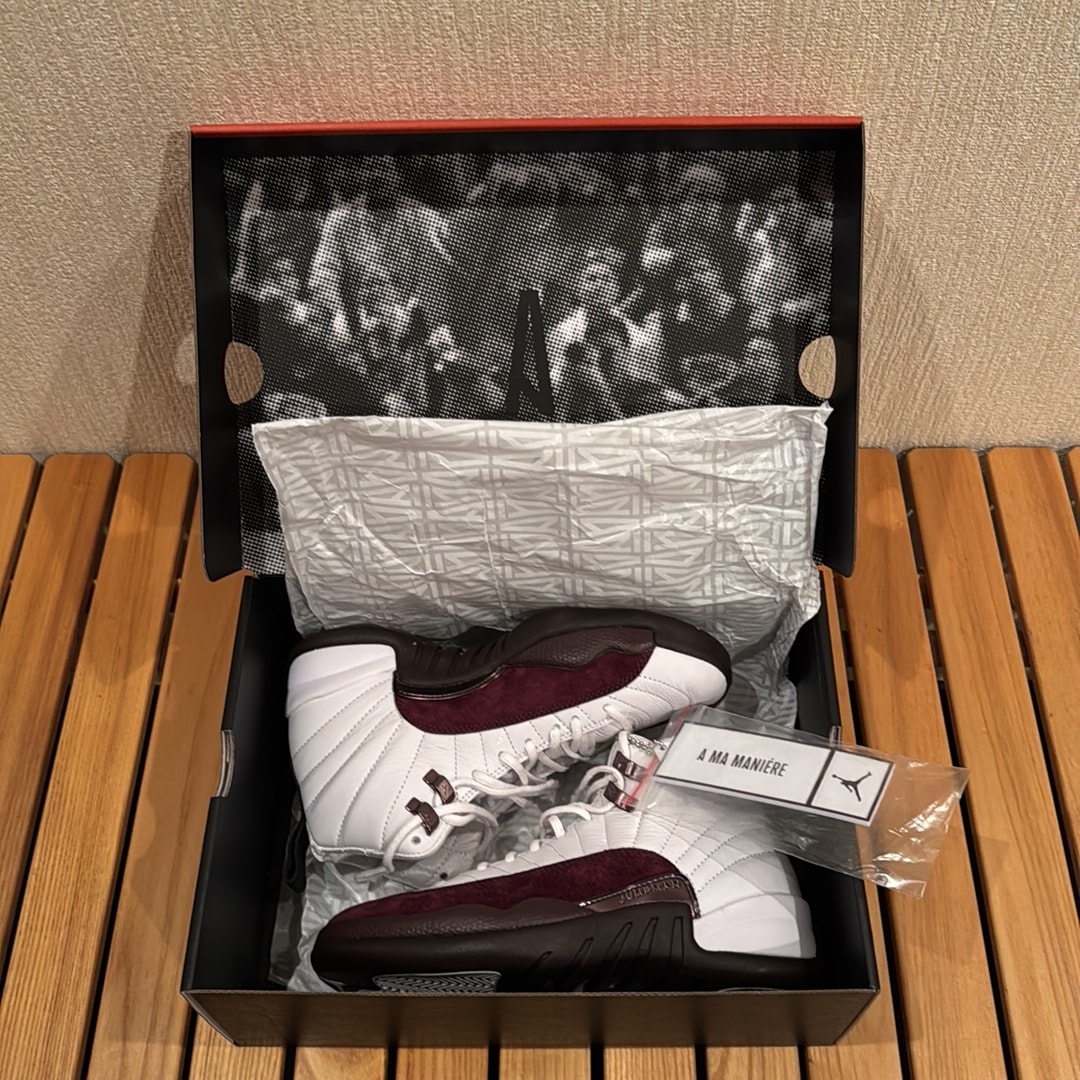 A Ma Maniere × Nike Women's Air Jordan 12 "White and Burgundy Crush"