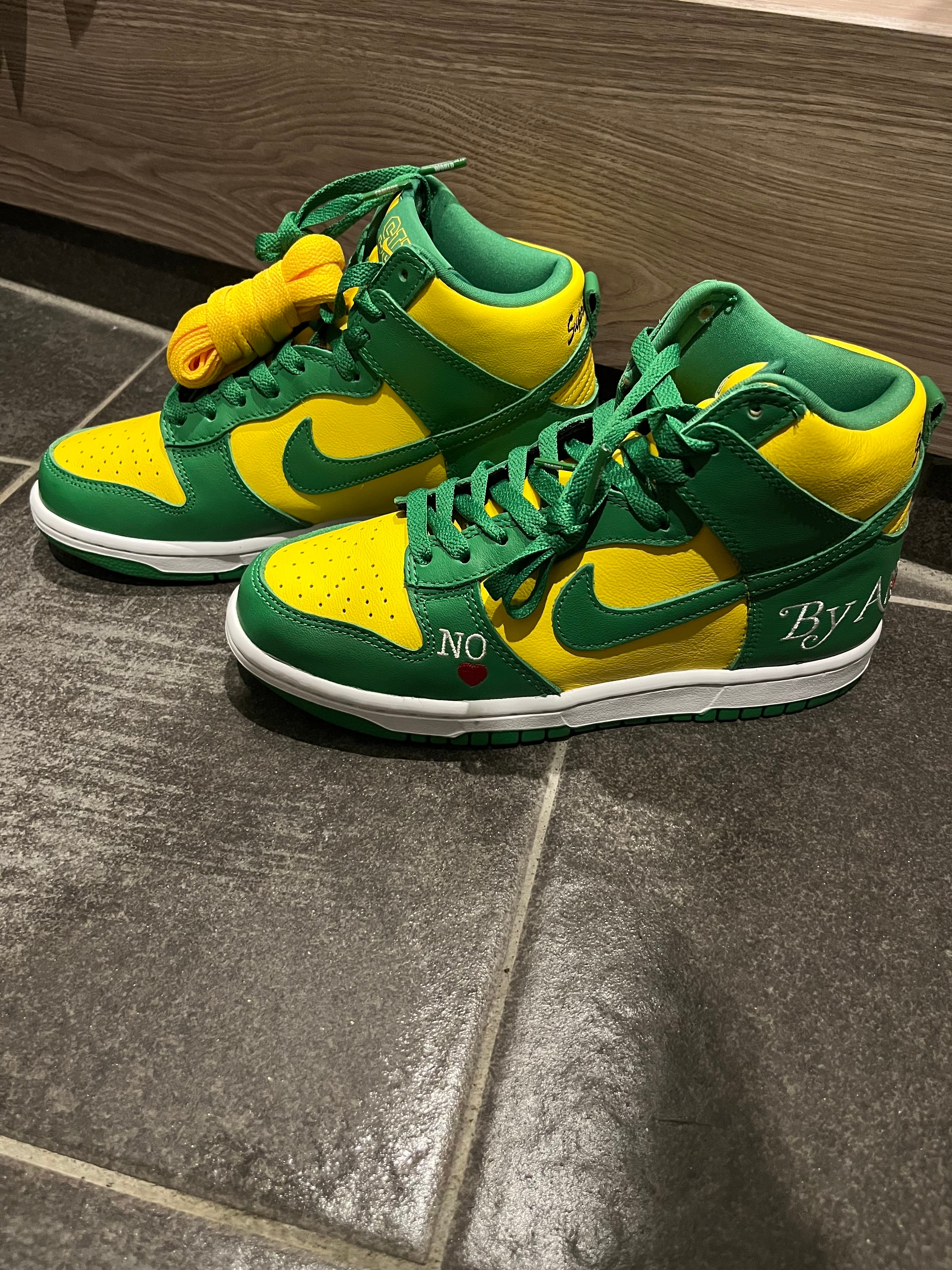 Supreme × Nike SB Dunk High By Any Means "Brazil"
