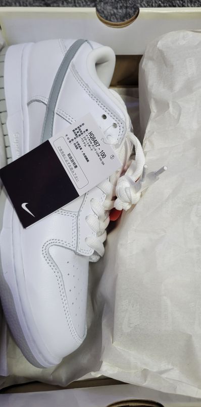 Supreme × Nike SB Dunk Low "White/Metallic Silver" (25FW Week2)