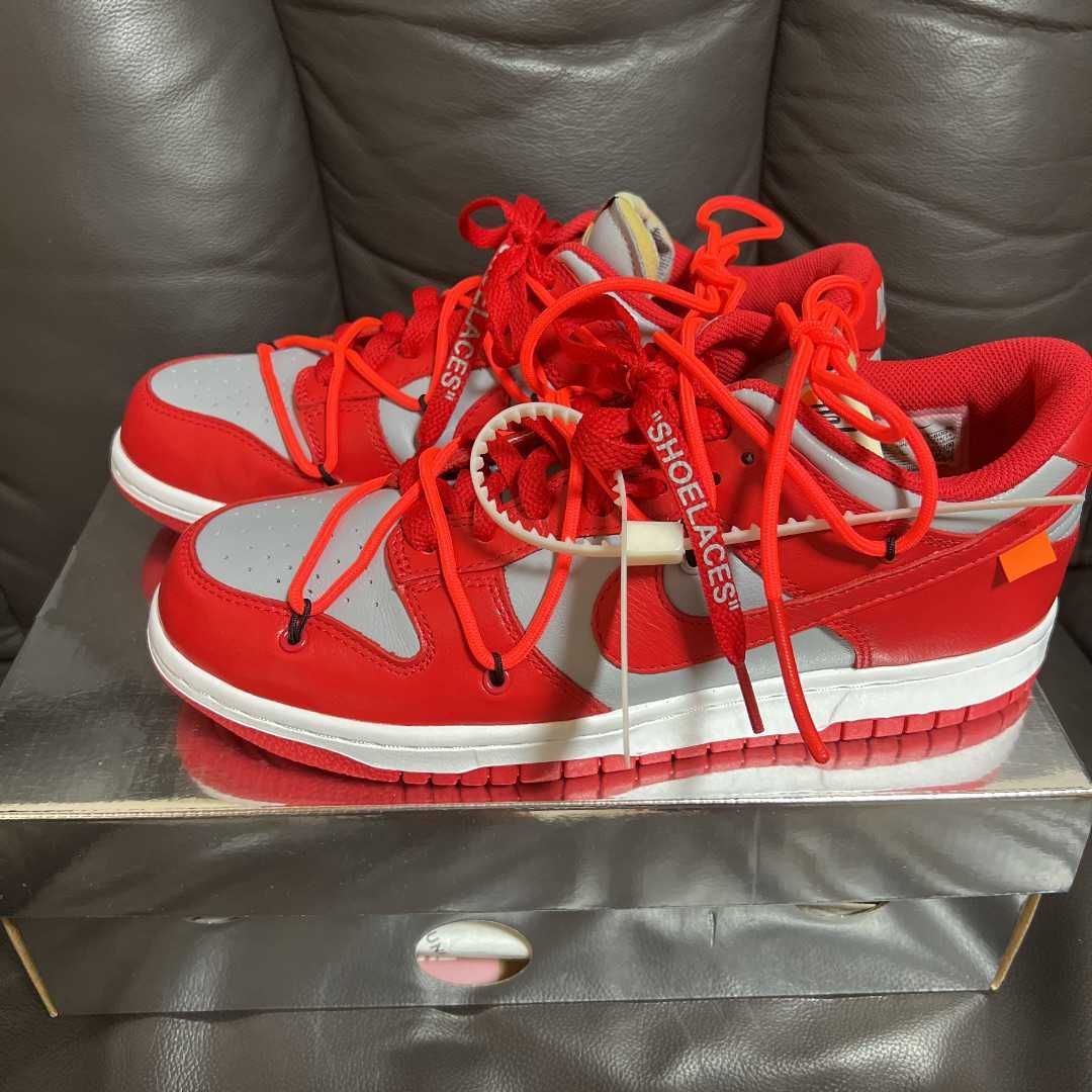 Off-White × Nike Dunk Low "University Red/Wolf Grey"