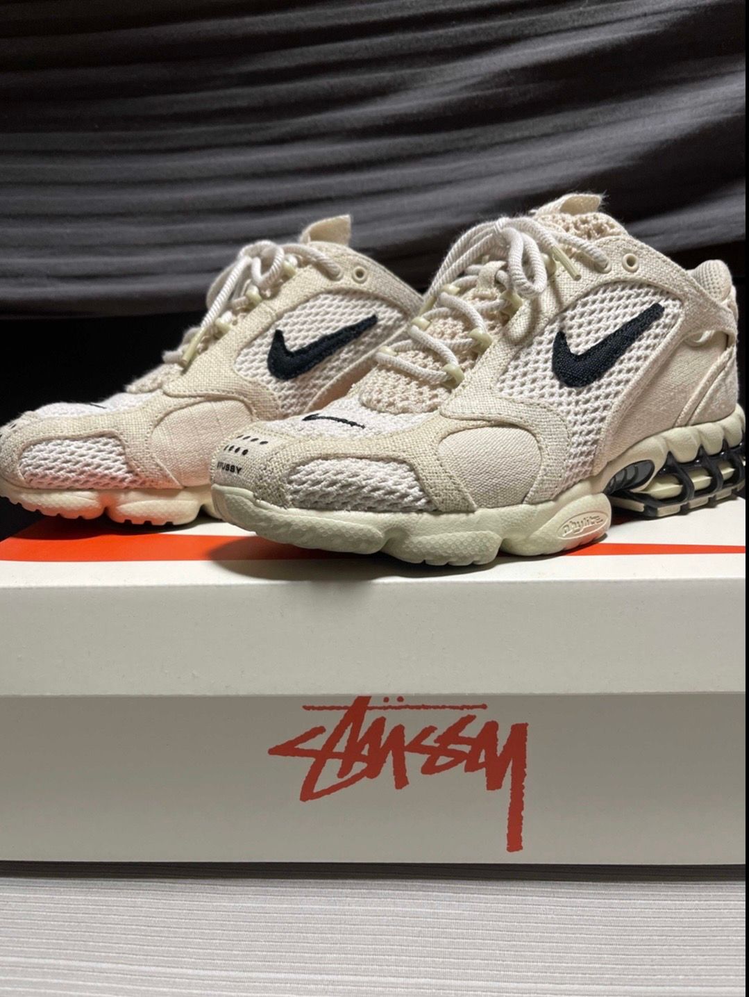Stussy × Nike Air Zoom Spiridon CG 2 "Fossil/Black"