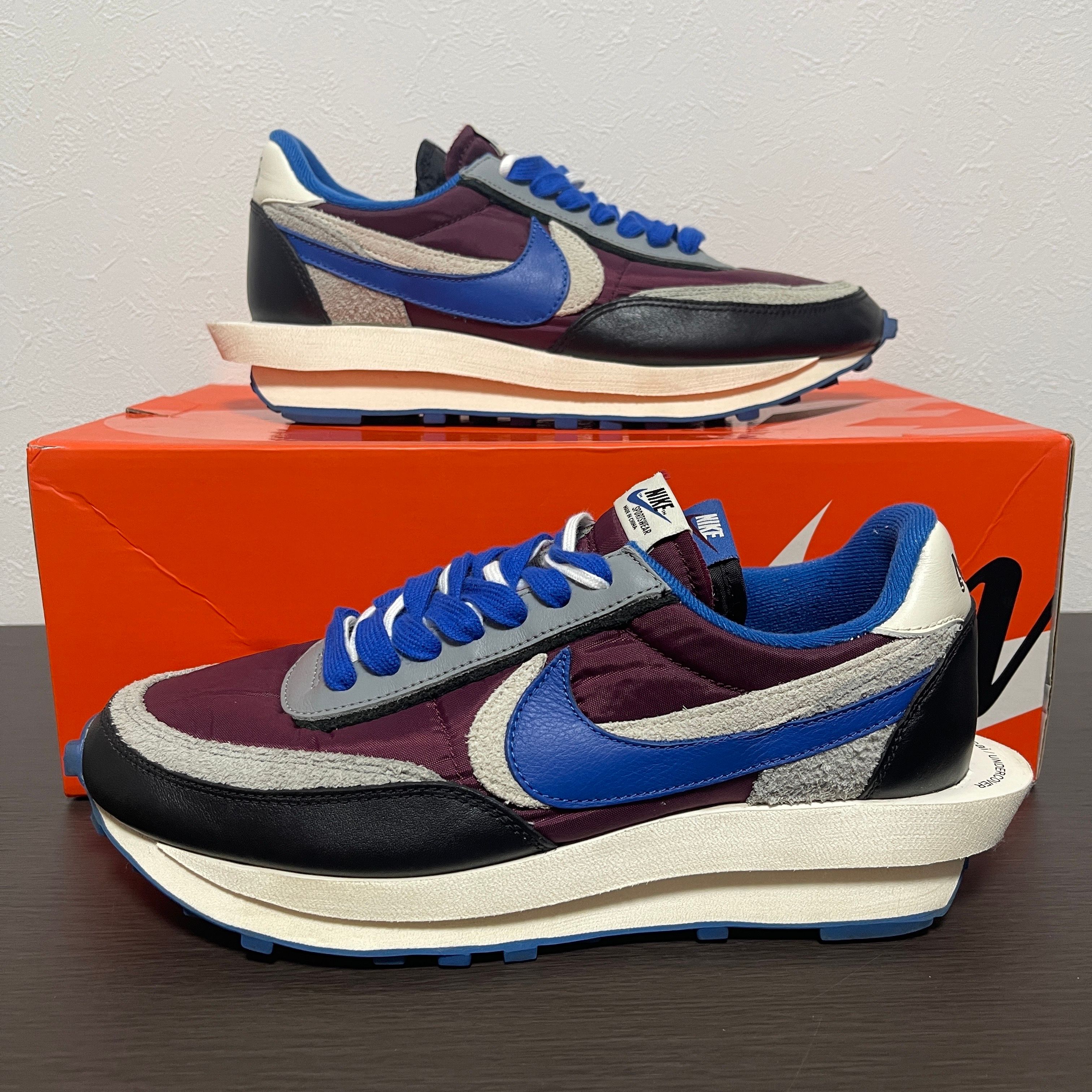 UNDERCOVER × sacai × Nike LD Waffle "Night Maroon/Pale Ivory-Ground Grey-Team Royal"