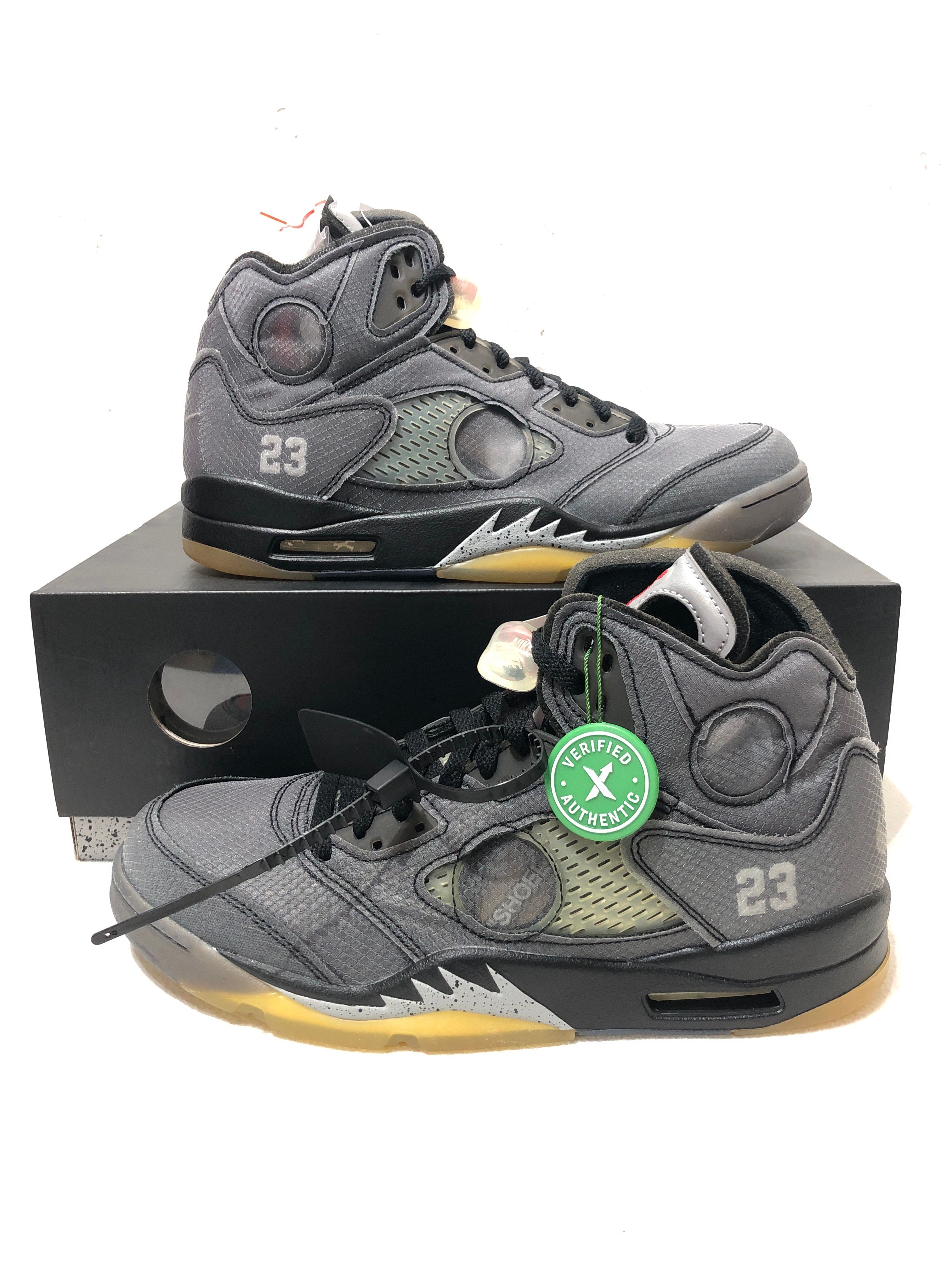 Off-White × Nike Air Jordan 5 "Black/Muslin/Fire Red"