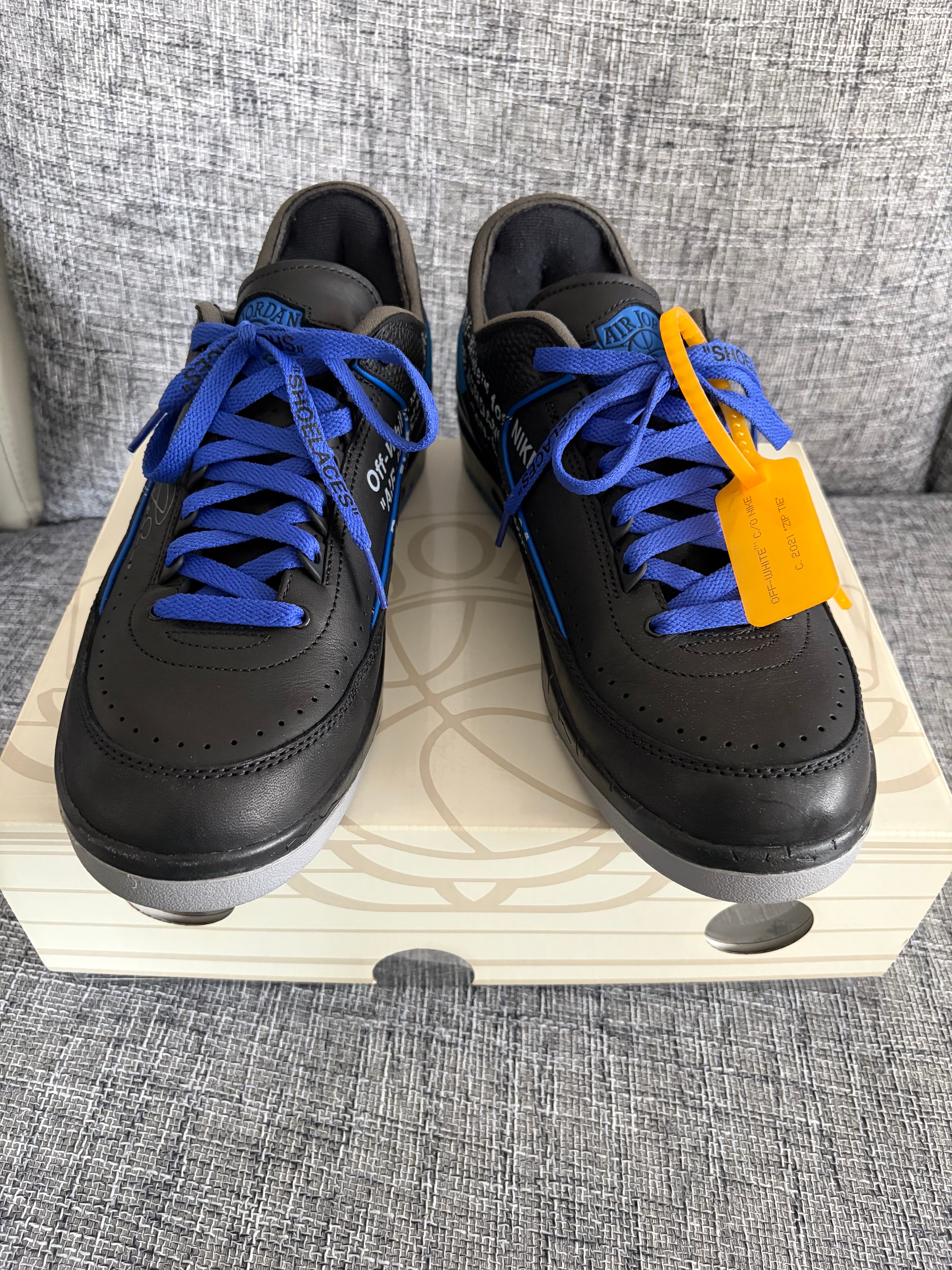 Off-White × Nike Air Jordan 2 Low "Black and Varsity Royal"