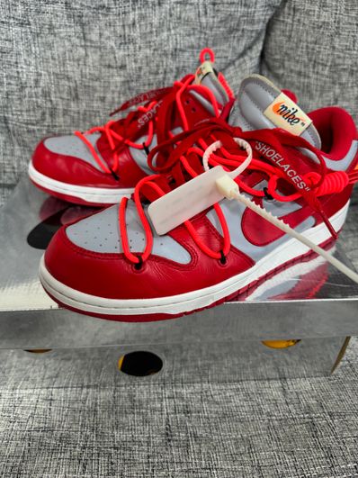 Off-White × Nike Dunk Low "University Red/Wolf Grey"