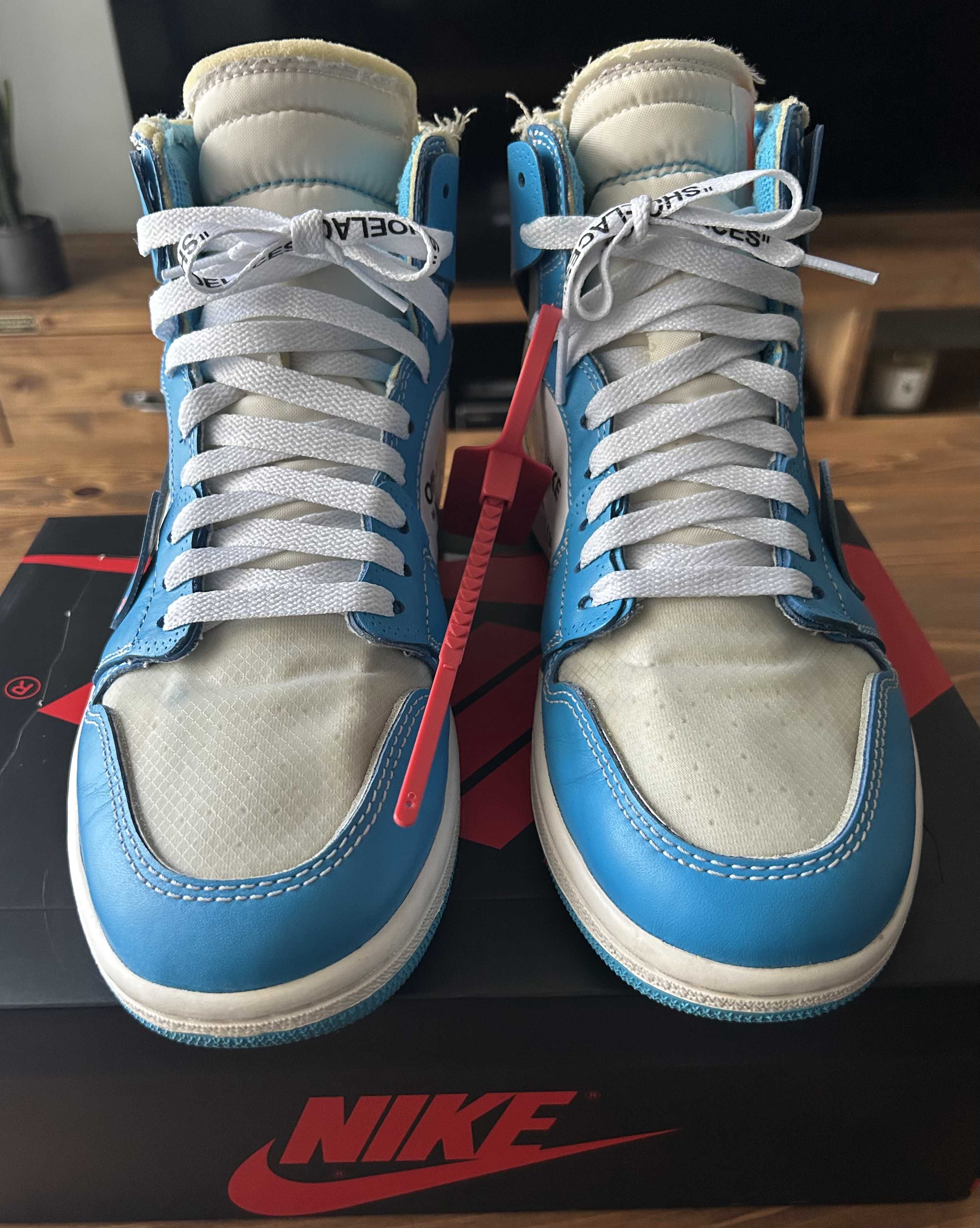 Off-White × Nike Air Jordan 1 High UNC "White/Dark Powder Blue"