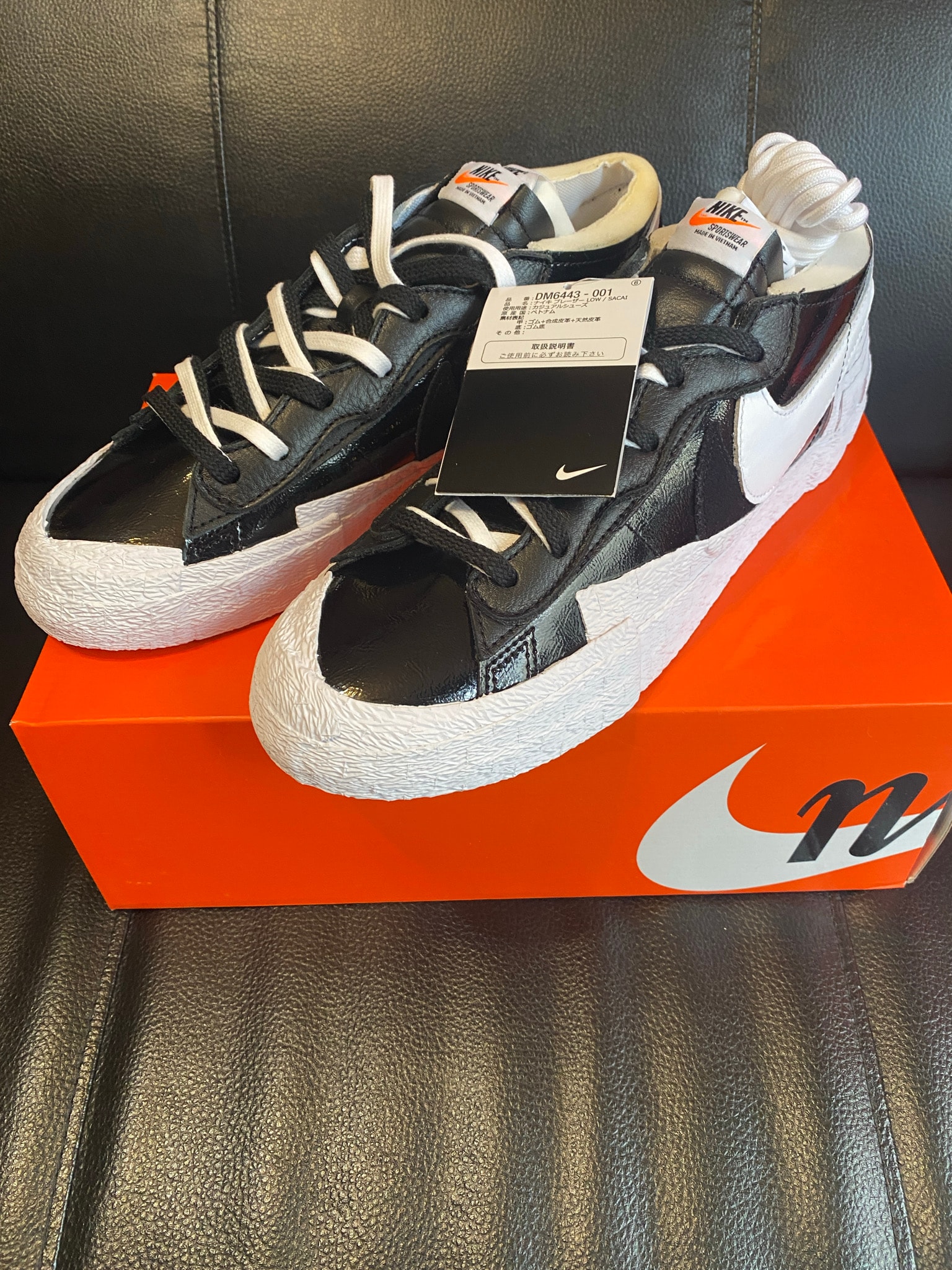 sacai × Nike Blazer Low "Black Patent Leather"