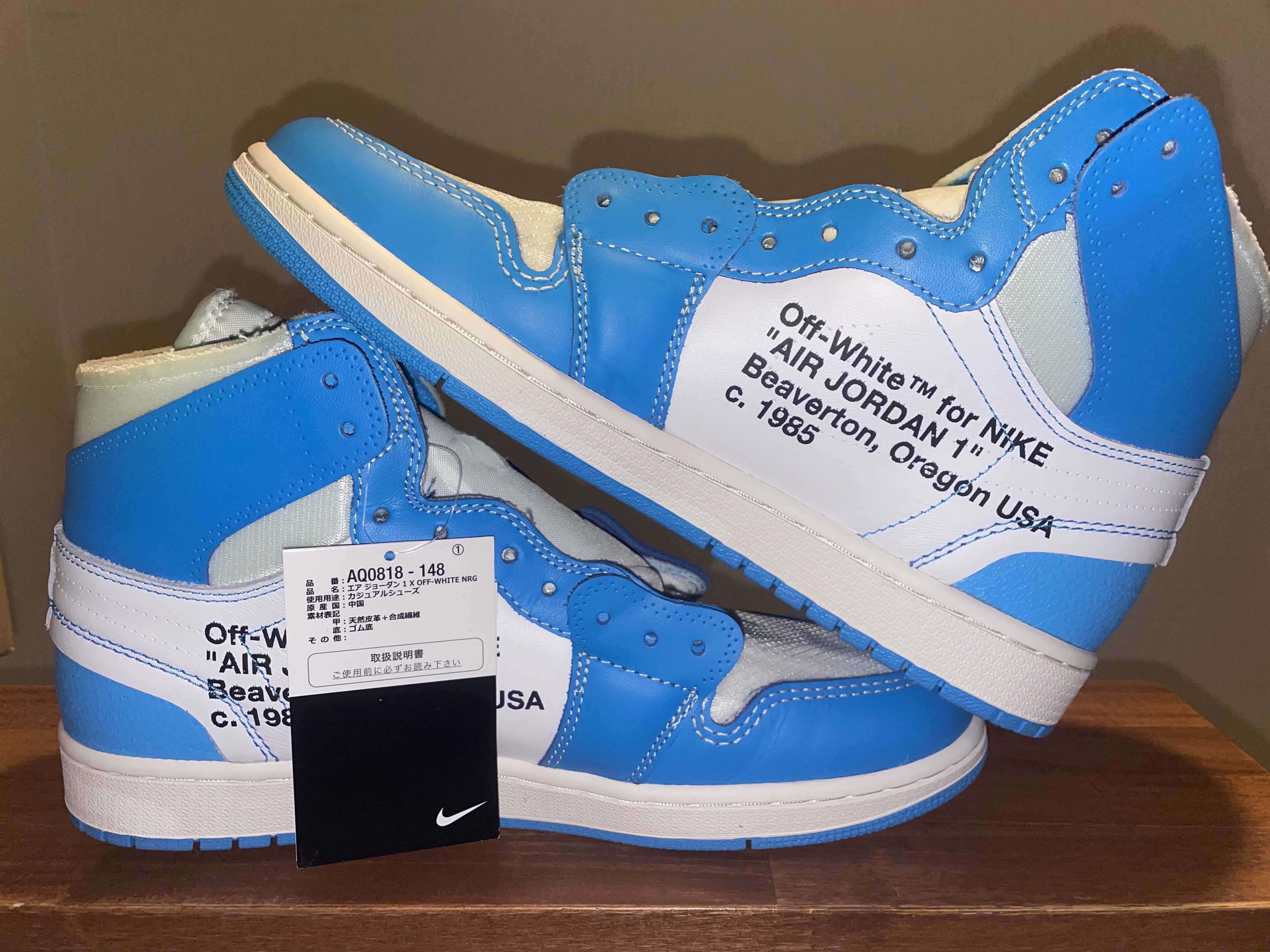 Off-White × Nike Air Jordan 1 High UNC "White/Dark Powder Blue"