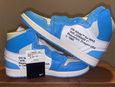 Off-White × Nike Air Jordan 1 High UNC "White/Dark Powder Blue"