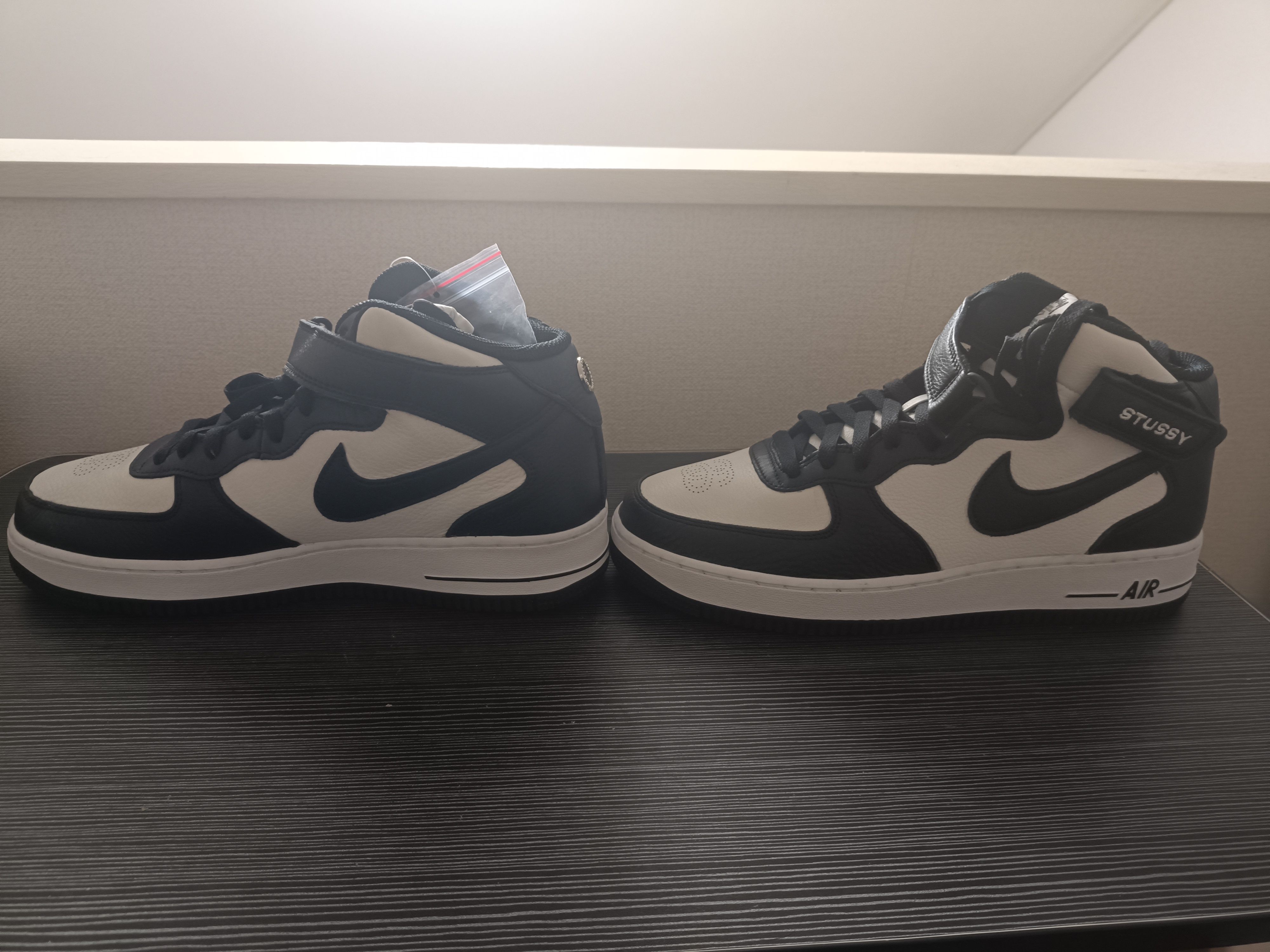 Stussy × Nike Air Force 1 Mid "Black and Light Bone"