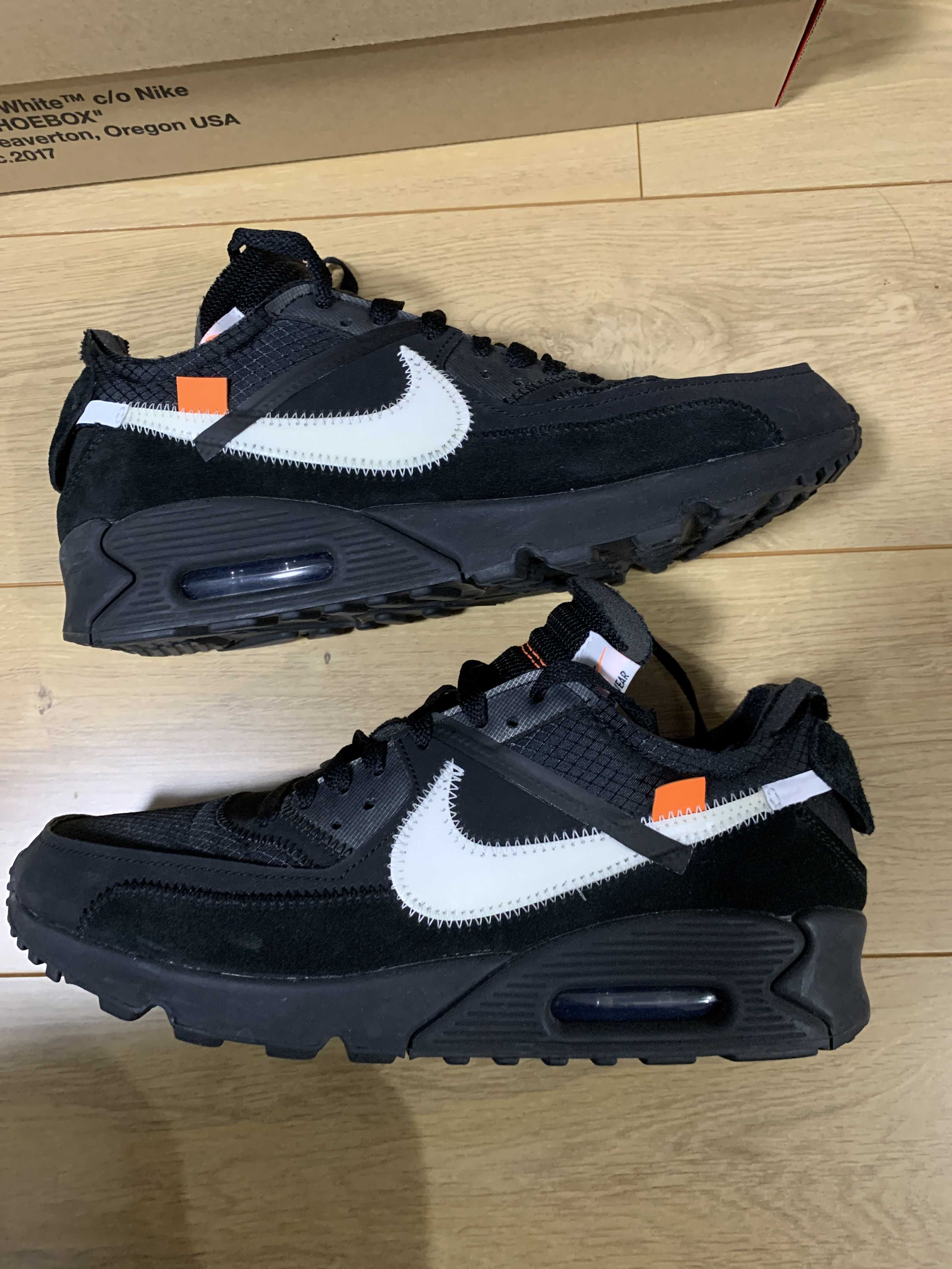 Off-White × Nike Air Max 90 "Black/Black-Cone-White"