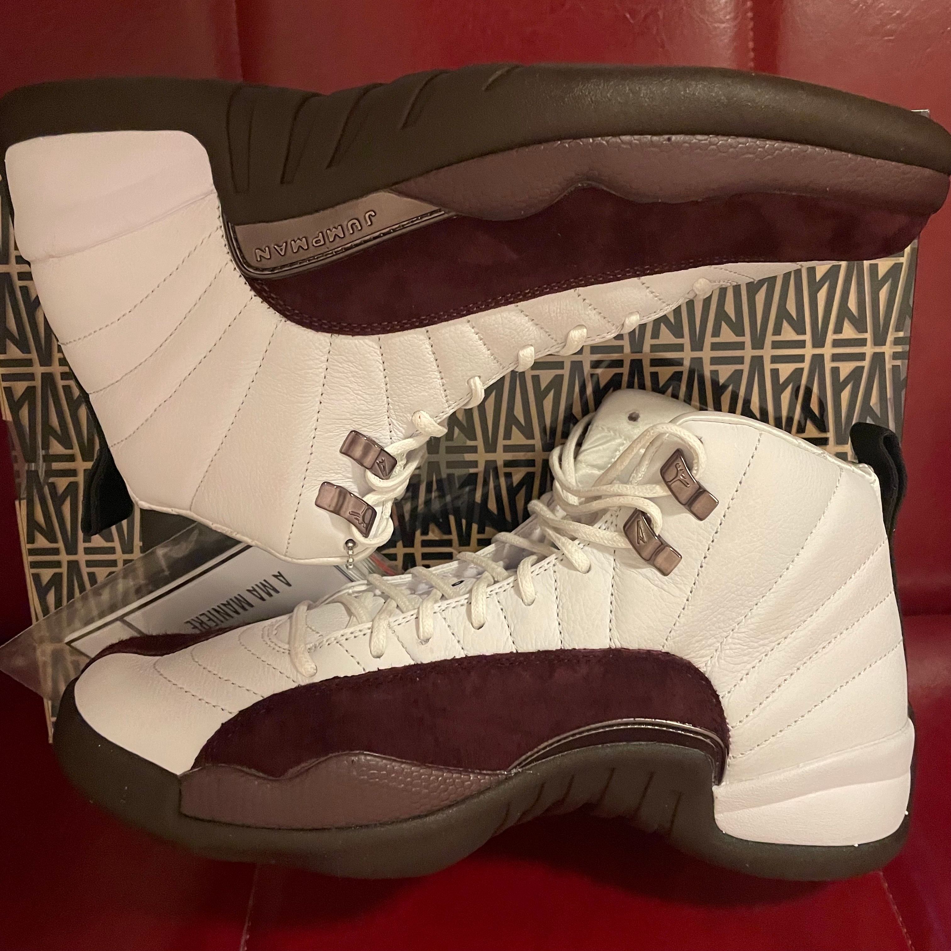 A Ma Maniere × Nike Women's Air Jordan 12 "White and Burgundy Crush"
