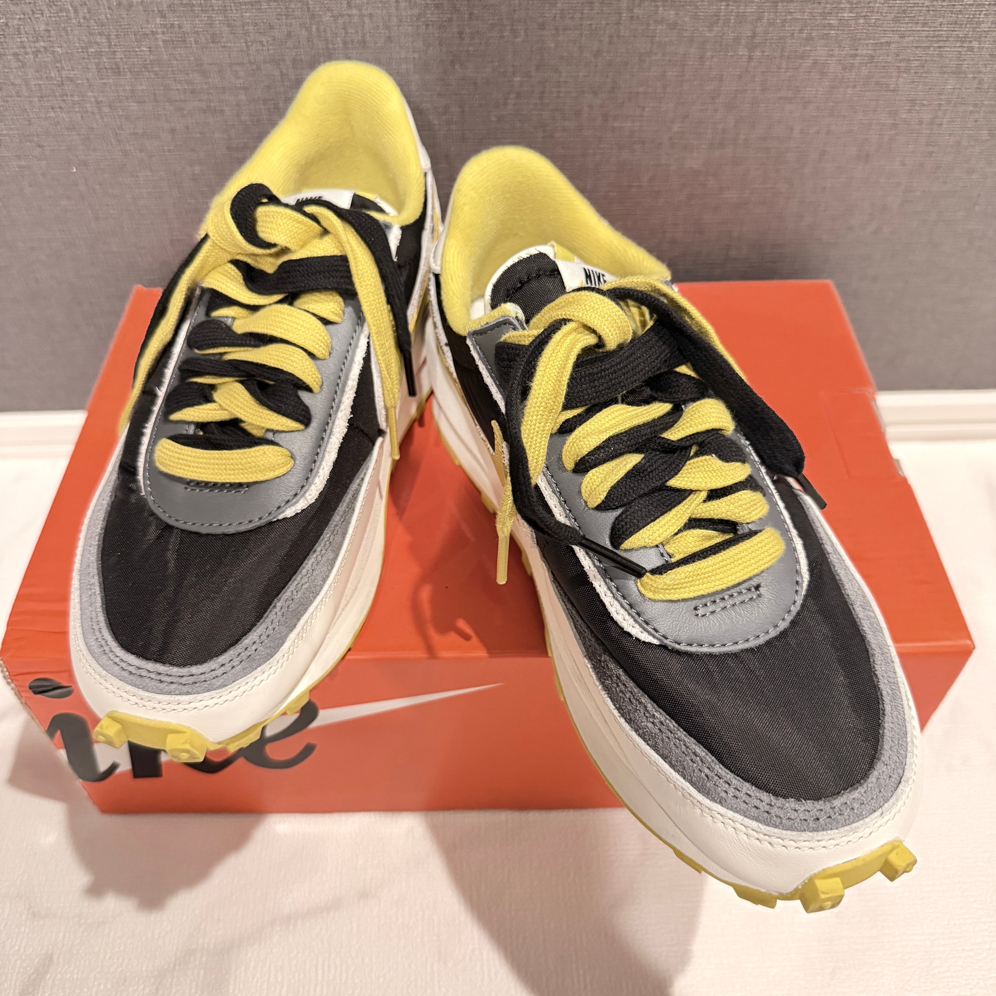 UNDERCOVER × sacai × Nike LD Waffle "Black/Sail-Dark Grey-Bright Citron"