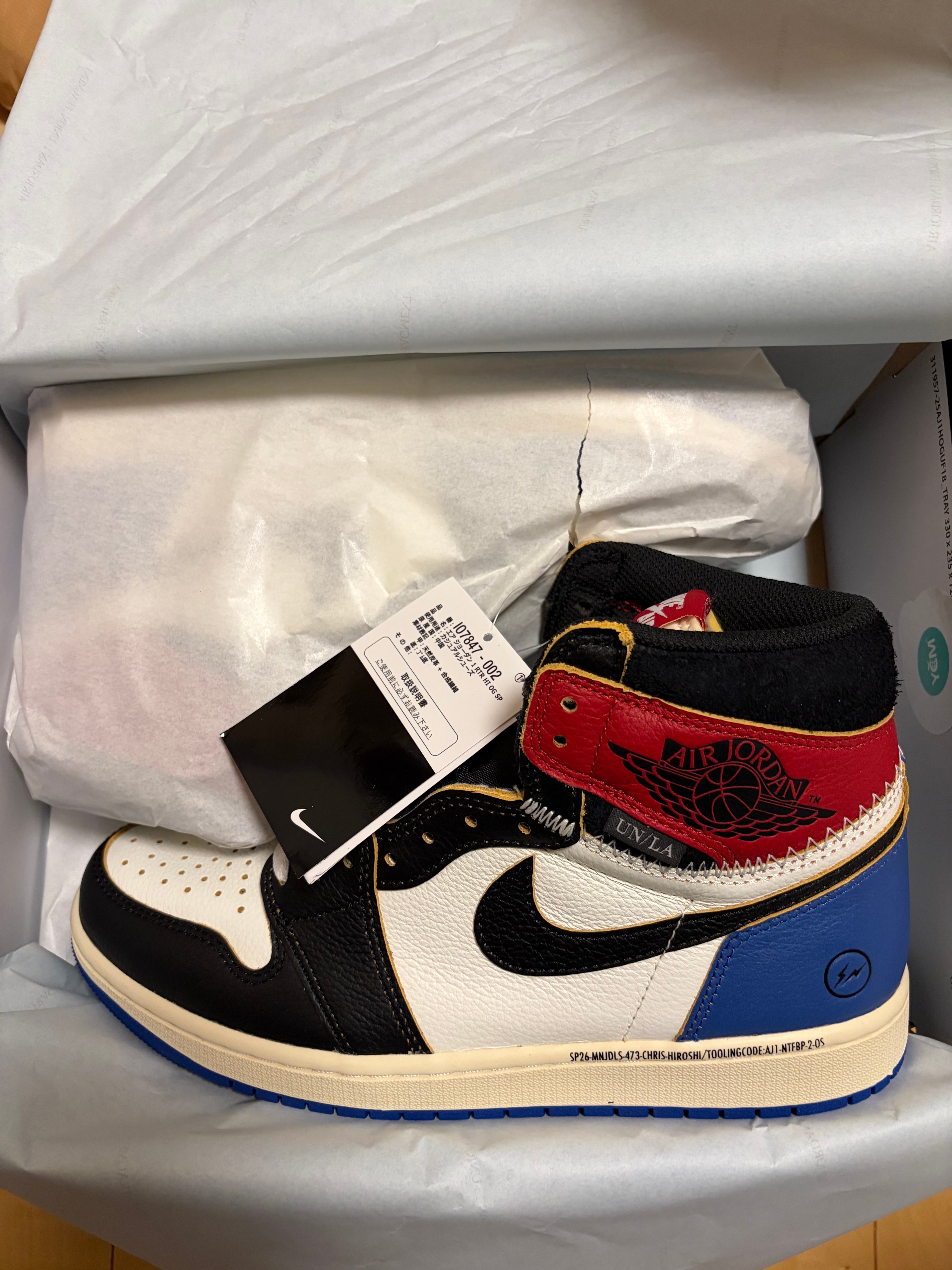 fragment design × UNION × Nike Air Jordan 1 High OG "Black/Varsity Red"