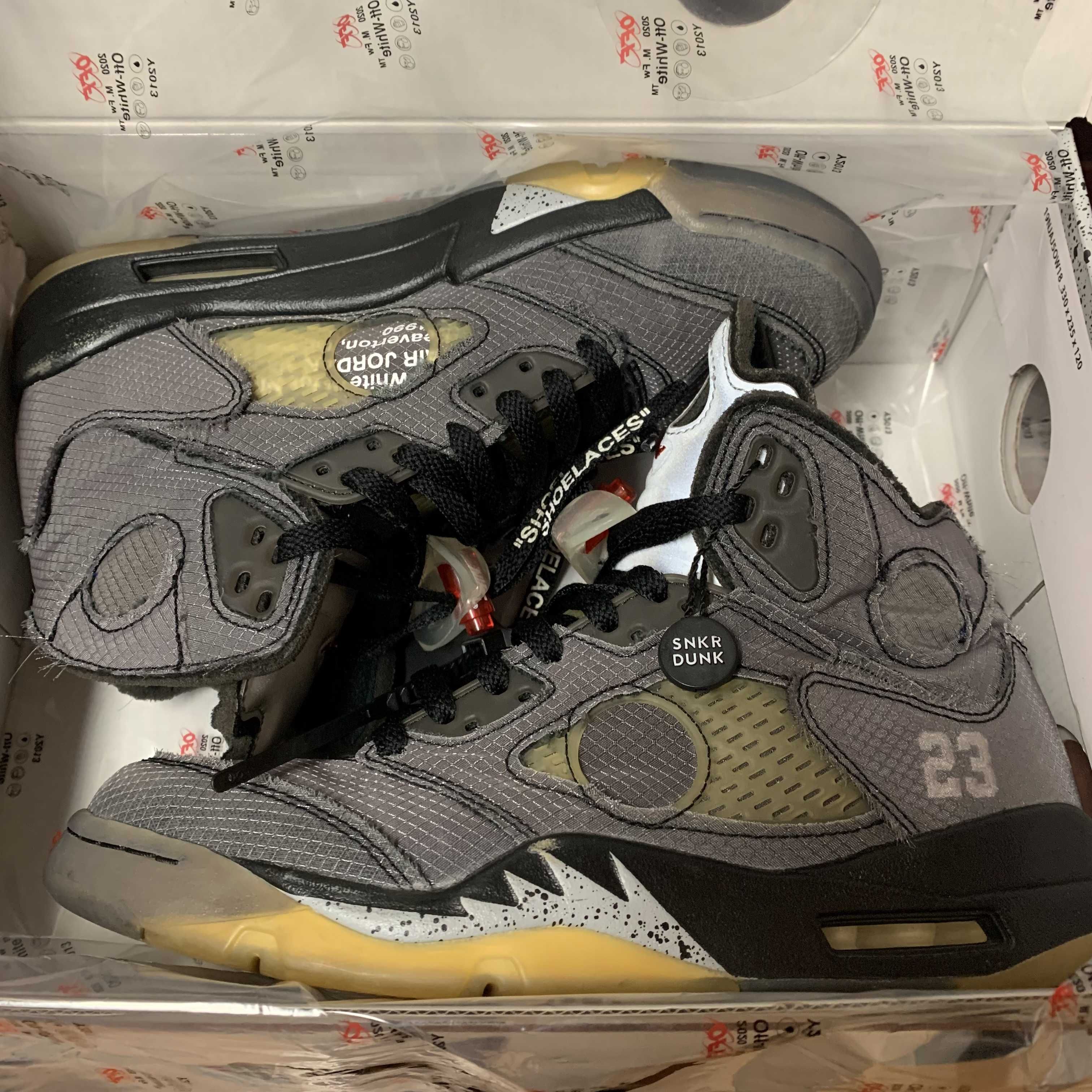 Off-White × Nike Air Jordan 5 "Black/Muslin/Fire Red"