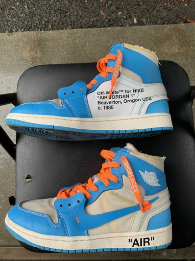 Off-White × Nike Air Jordan 1 High UNC "White/Dark Powder Blue"