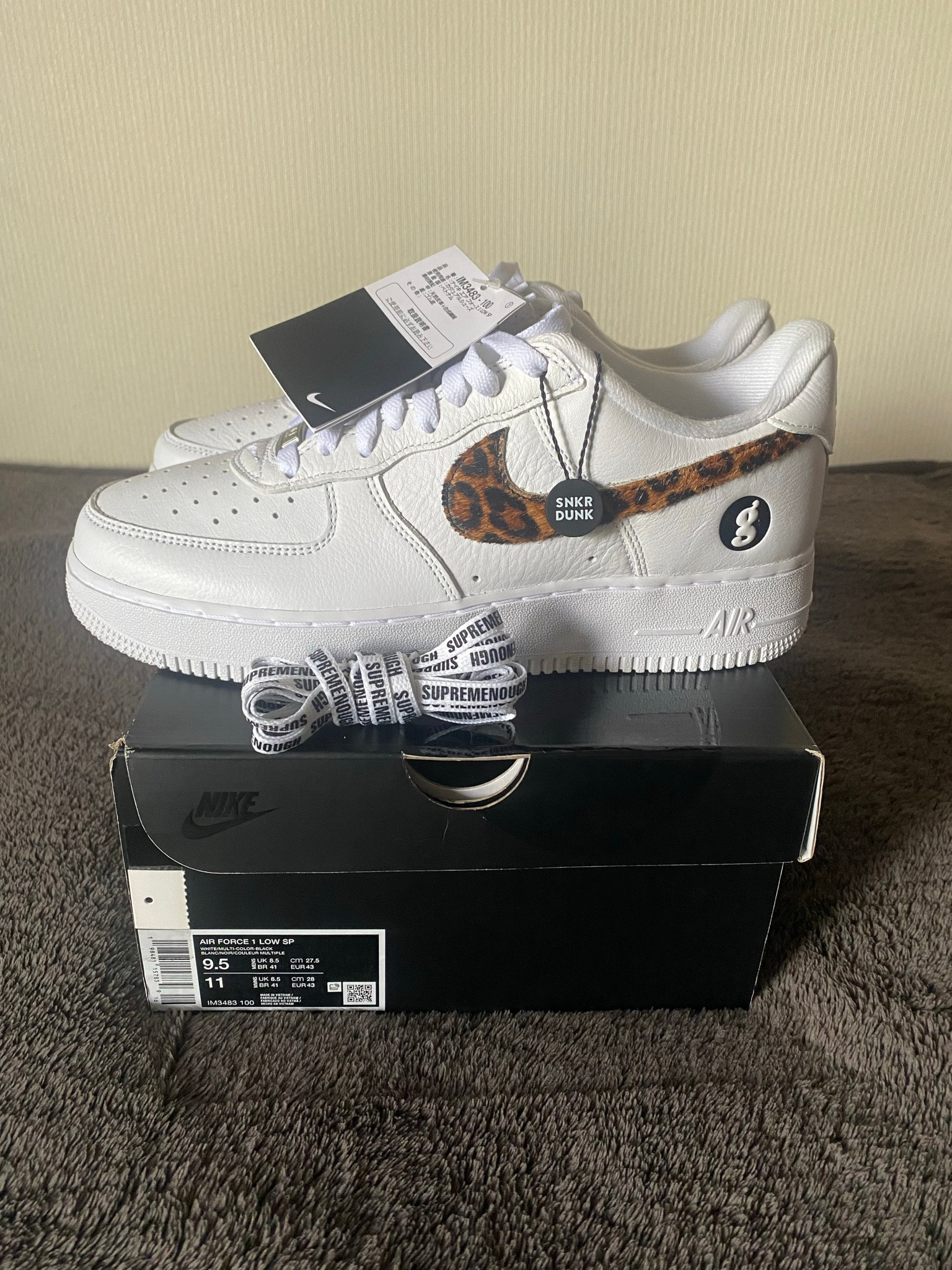 GOODENOUGH × Supreme × Nike Air Force 1 Low "White/Leopard" (25SS Week15)