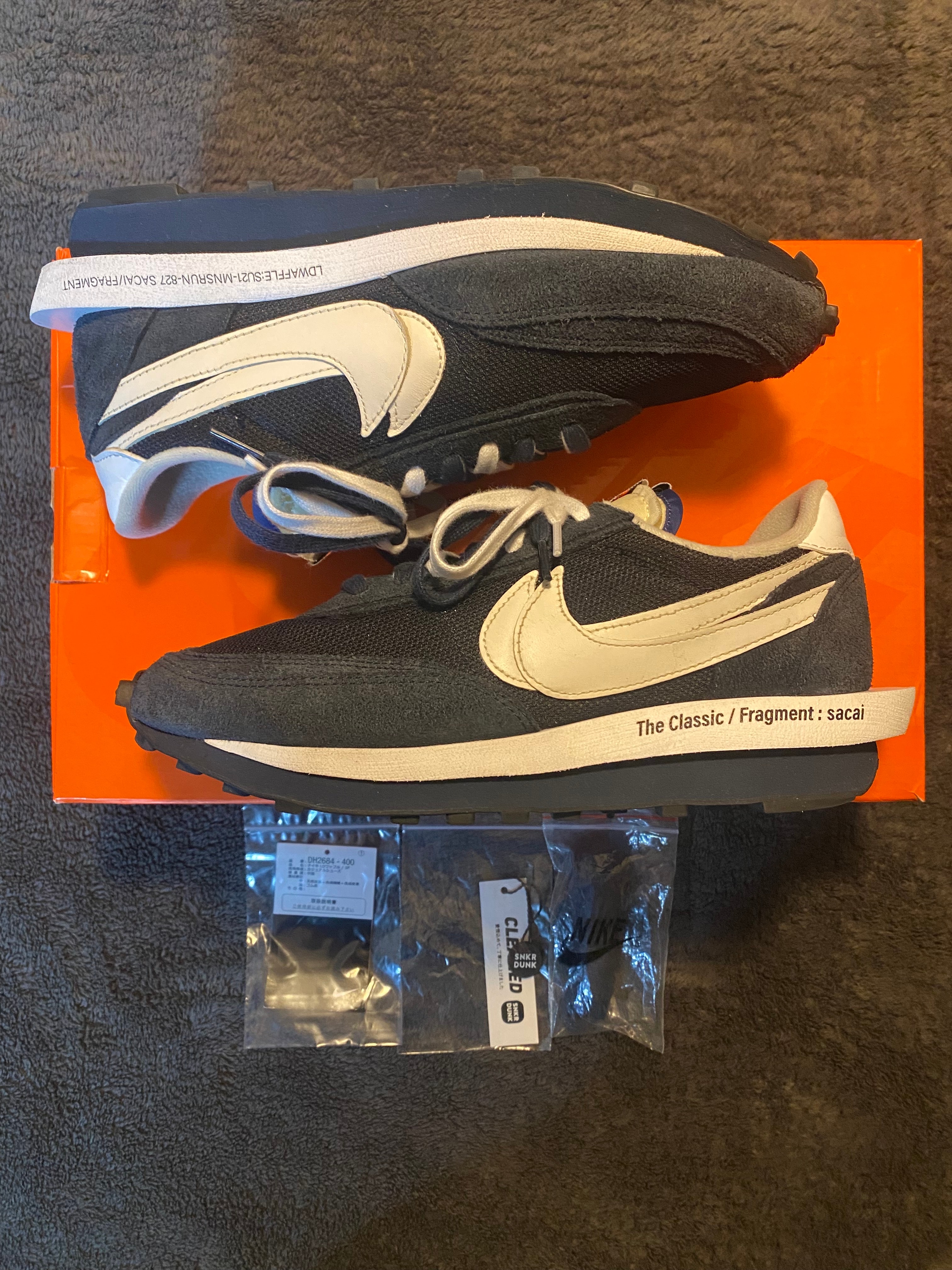 fragment design × sacai × Nike LD Waffle "Blackended Blue"