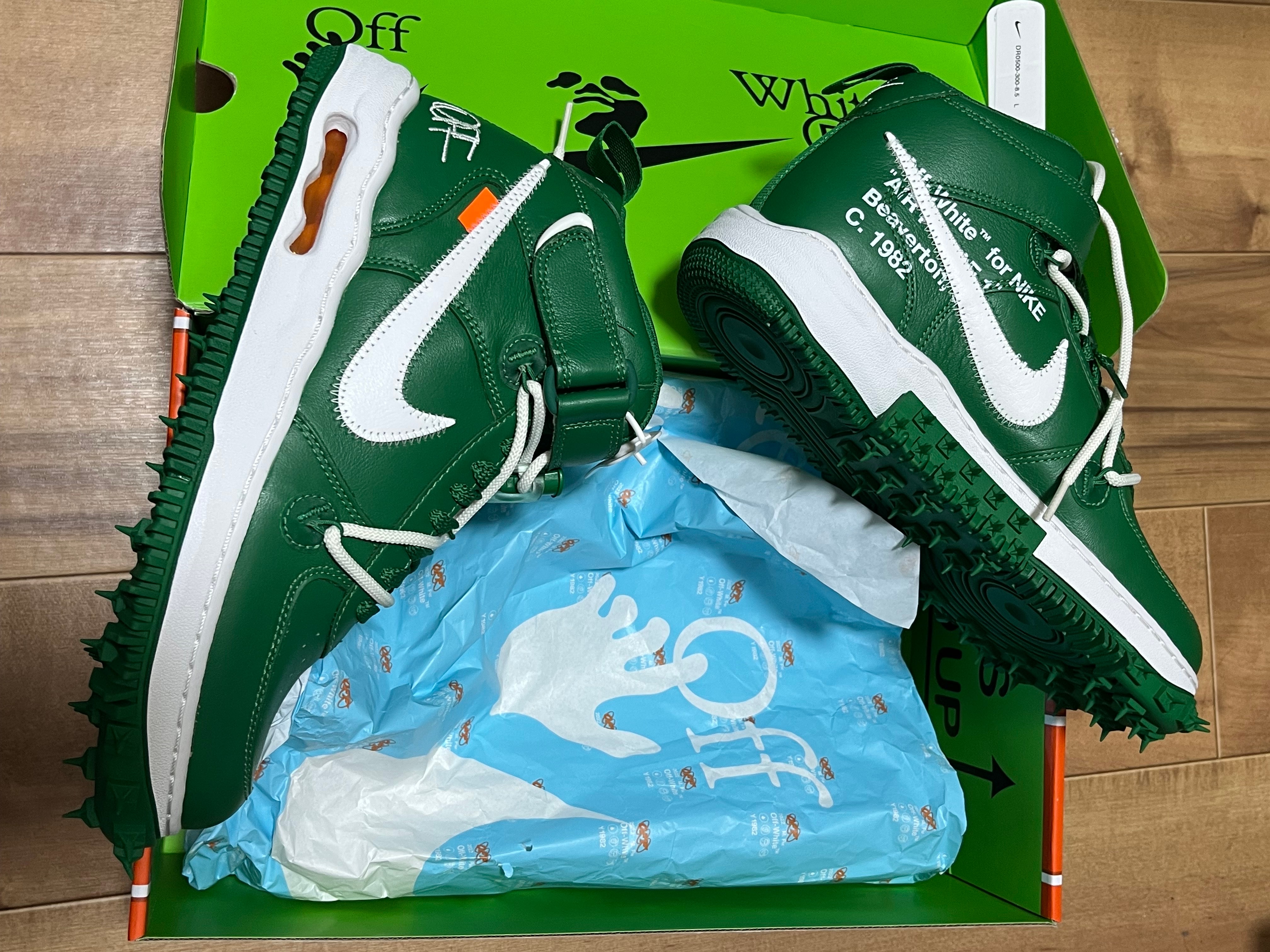 Off-White × Nike Air Force 1 Mid SP LTHR "Pine Green"