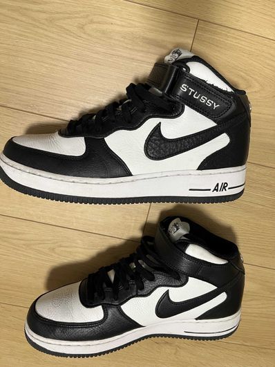 Stussy × Nike Air Force 1 Mid "Black and Light Bone"