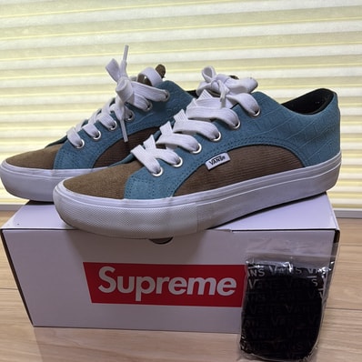 Supreme × Vans Lampin Pro Croc Suede "Blue/Brown"