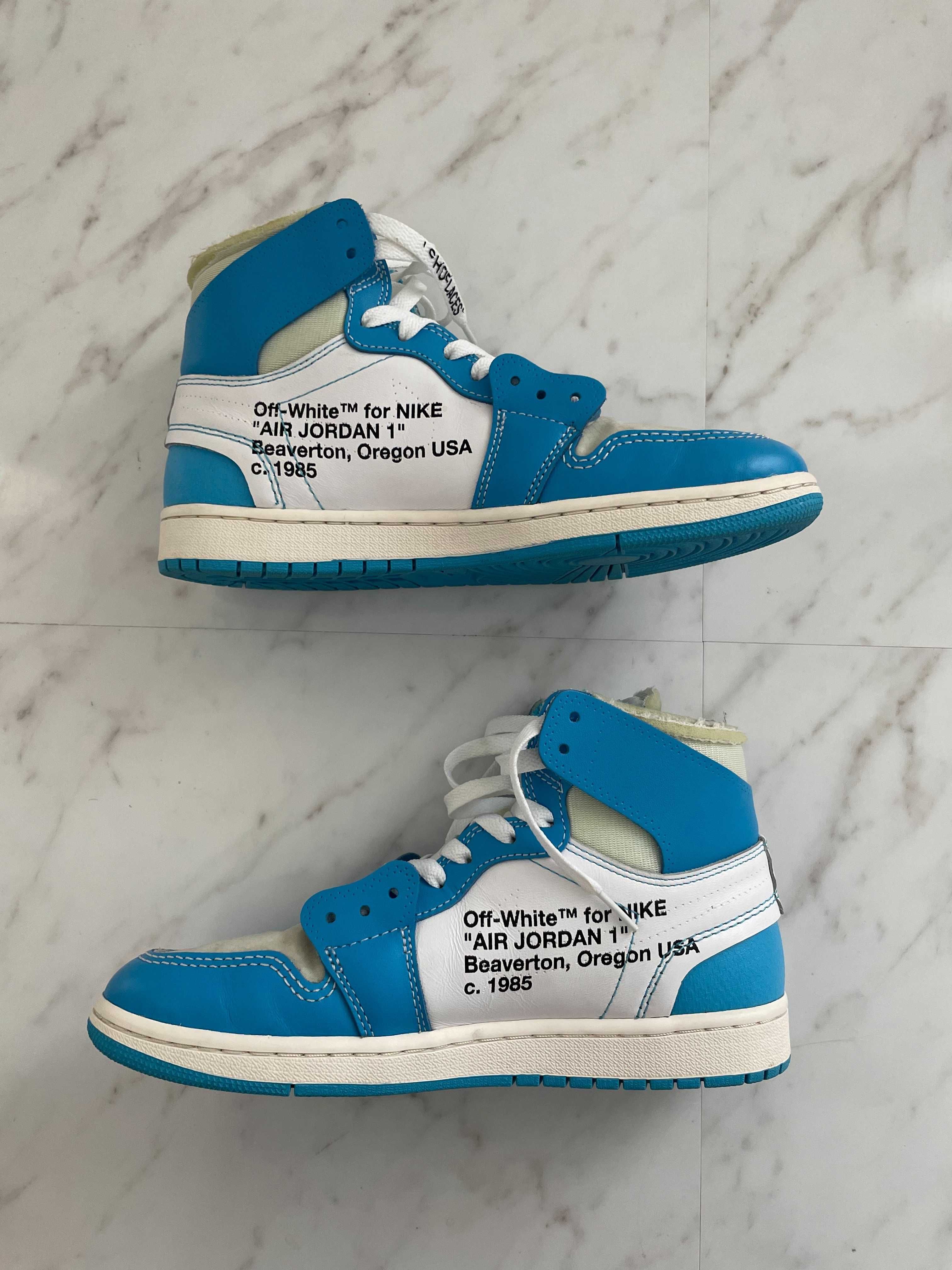 Off-White × Nike Air Jordan 1 High UNC "White/Dark Powder Blue"