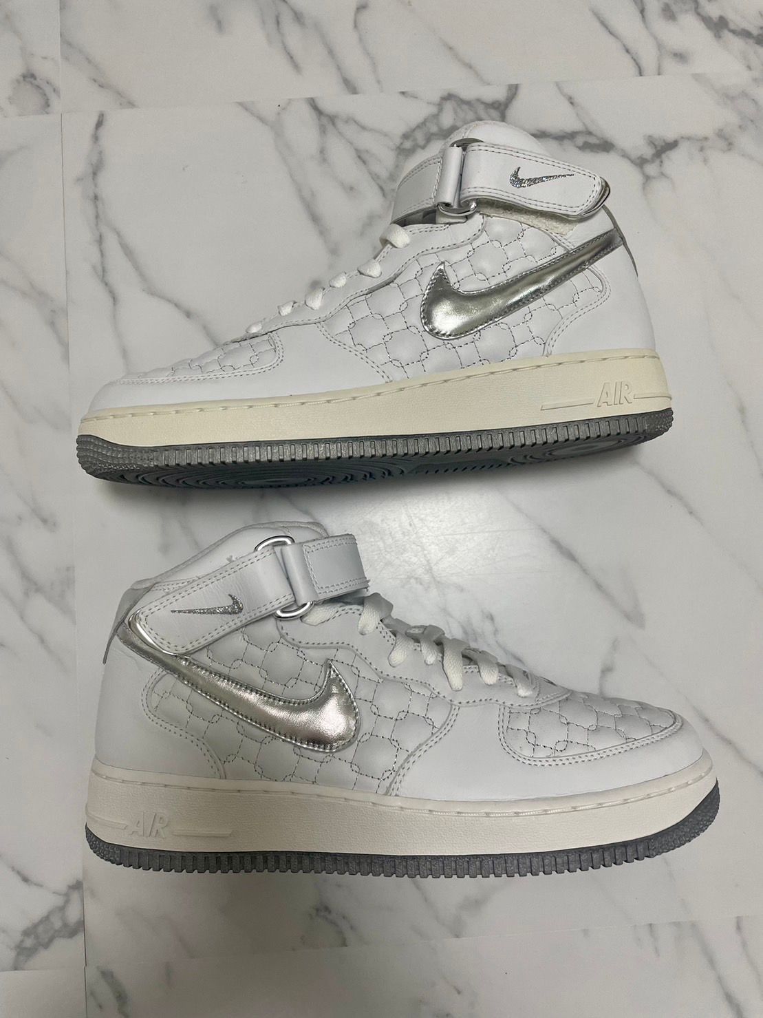 Nike Women's Air Force1 Mid "White Silver"