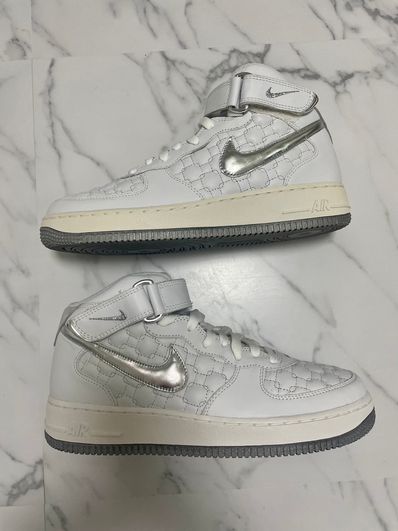Nike Women's Air Force1 Mid "White Silver"