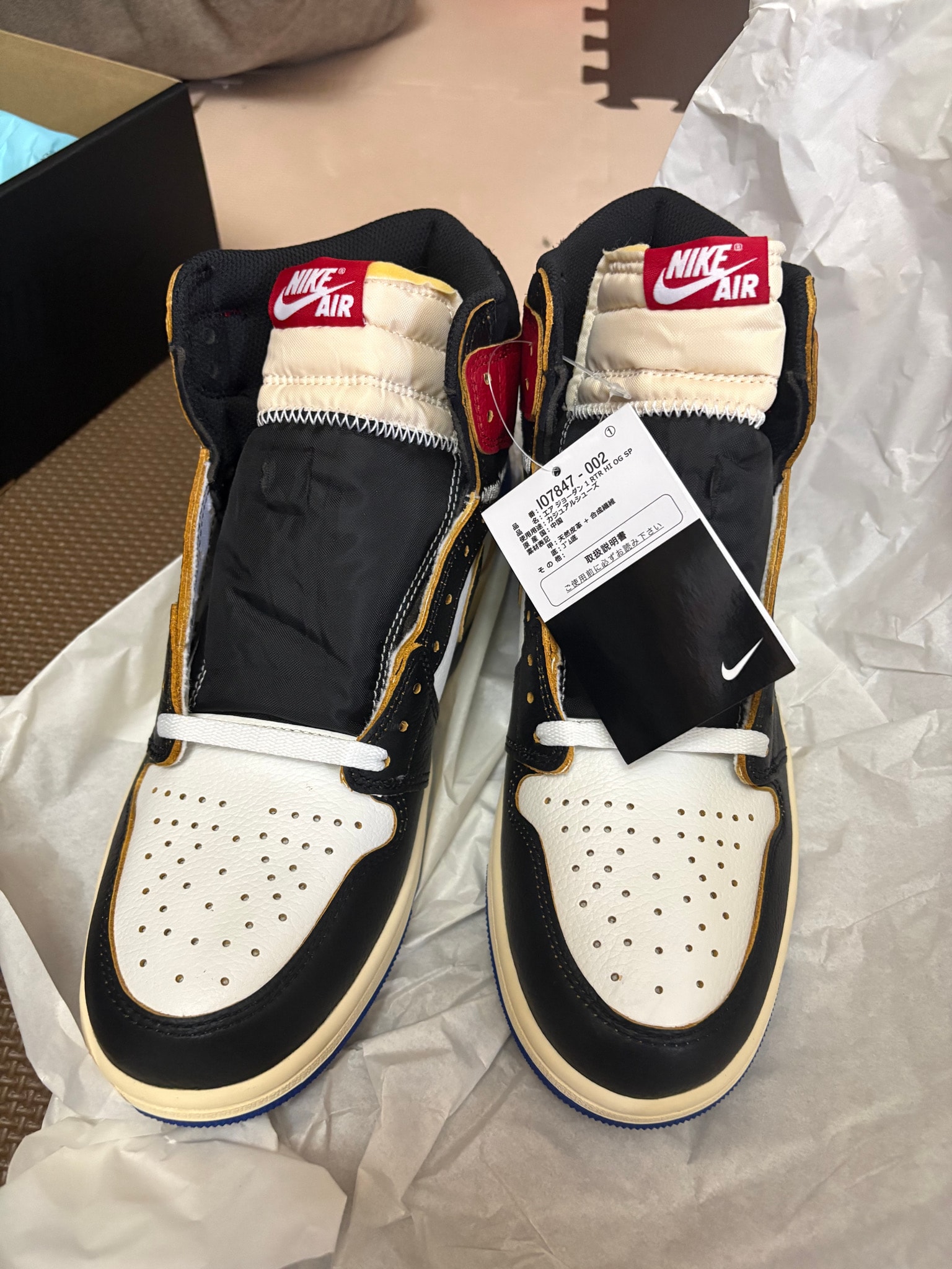 fragment design × UNION × Nike Air Jordan 1 High OG "Black/Varsity Red"