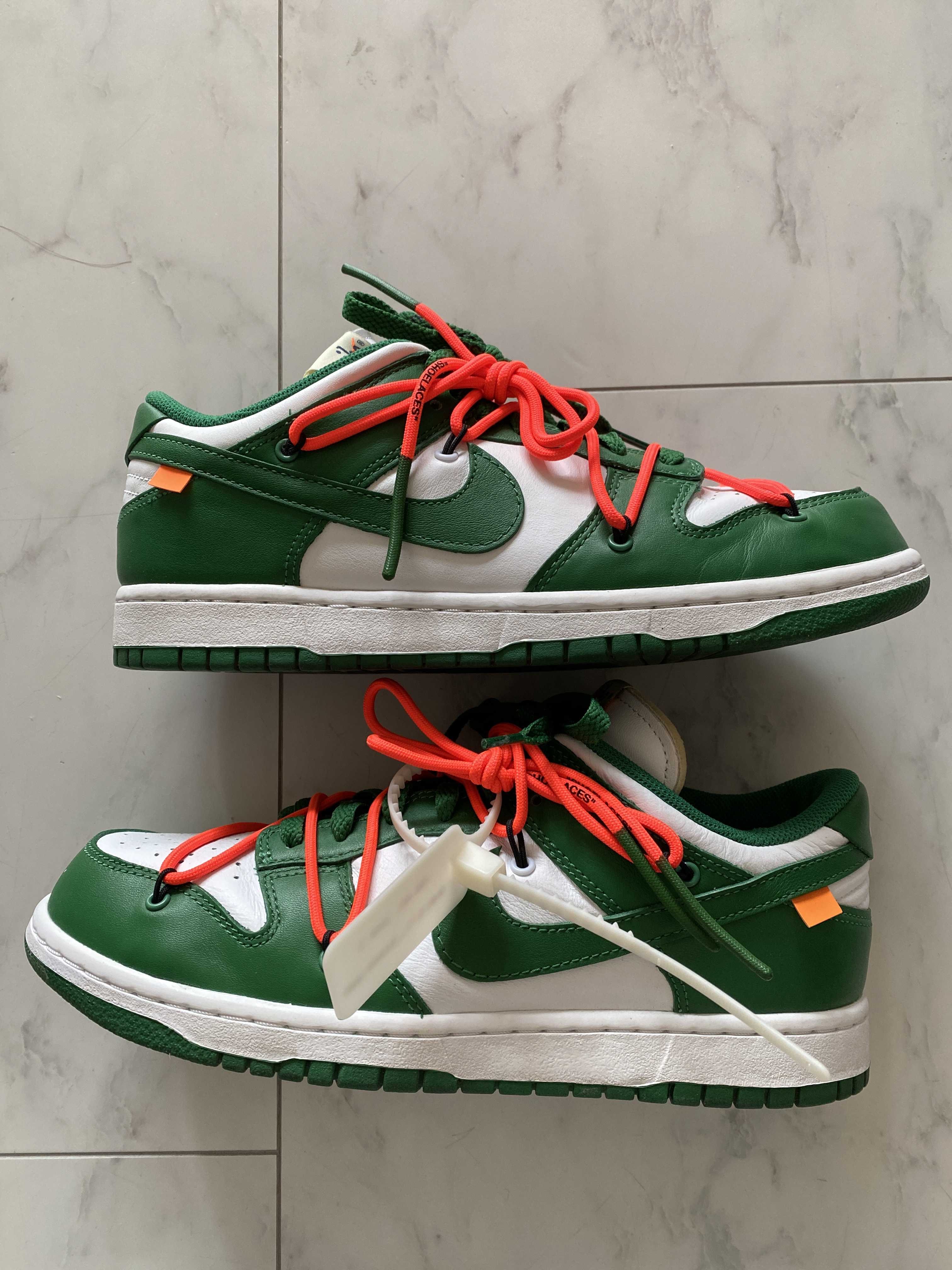 Off-White × Nike Dunk Low "White/Pine Green"