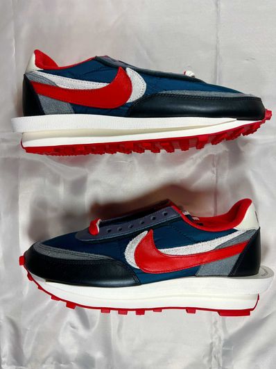 UNDERCOVER × sacai × Nike LD Waffle "Midnight Spruce/Pale Ivory-Dark Grey-University Red"