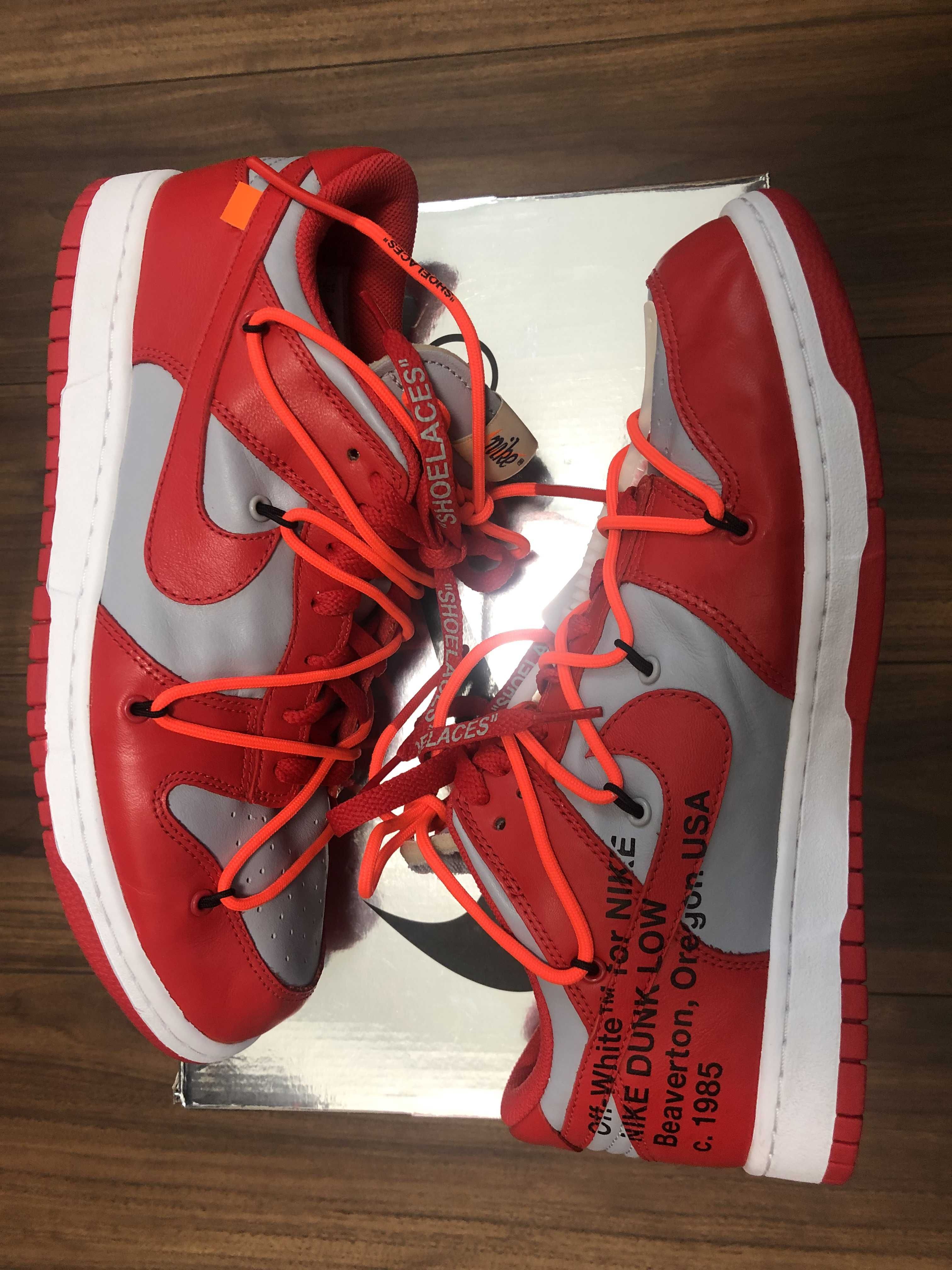 Off-White × Nike Dunk Low "University Red/Wolf Grey"