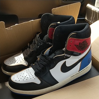fragment design × UNION × Nike Air Jordan 1 High OG "Black/Varsity Red"