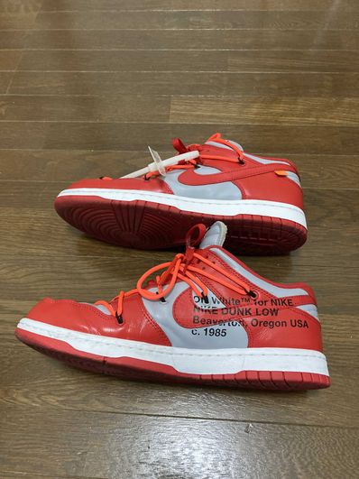 Off-White × Nike Dunk Low "University Red/Wolf Grey"