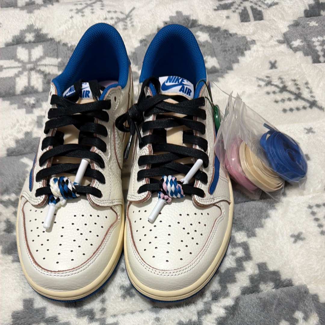 Travis Scott × fragment design × Nike Air Jordan 1 Low OG "Sail/Military Blue"