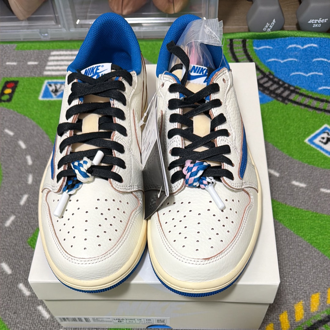 Travis Scott × fragment design × Nike Air Jordan 1 Low OG "Sail/Military Blue"