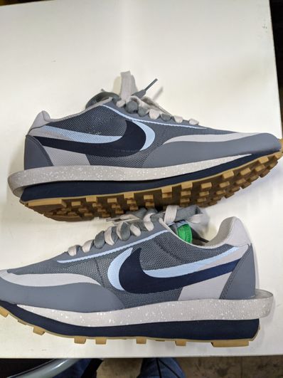 CLOT × Sacai × Nike LD Waffle "Grey Obsidian/Cool Grey"