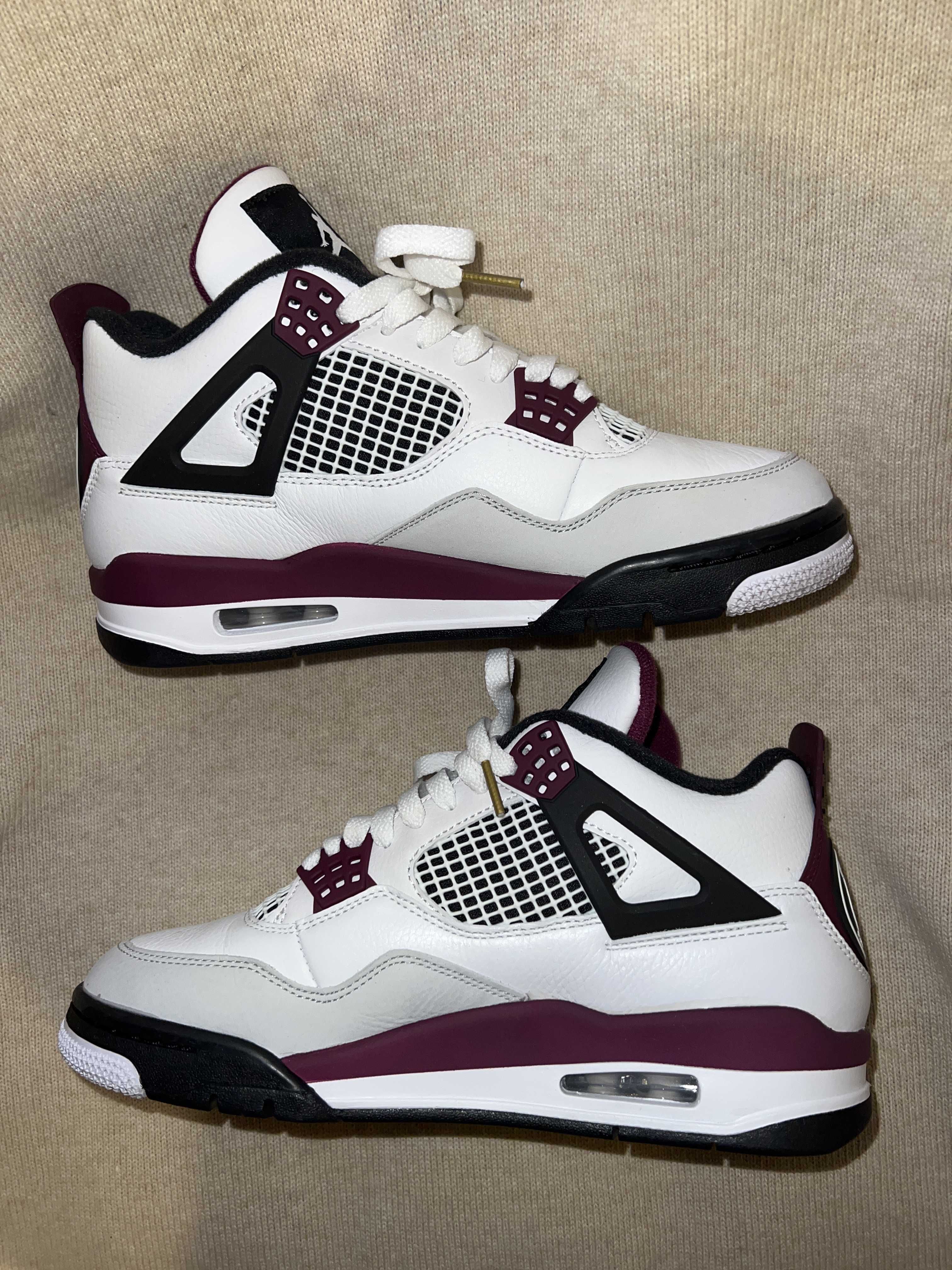 Paris Saint Germain ×Nike Air Jordan 4 Retro "White/Bordeaux/Neutral Gray"