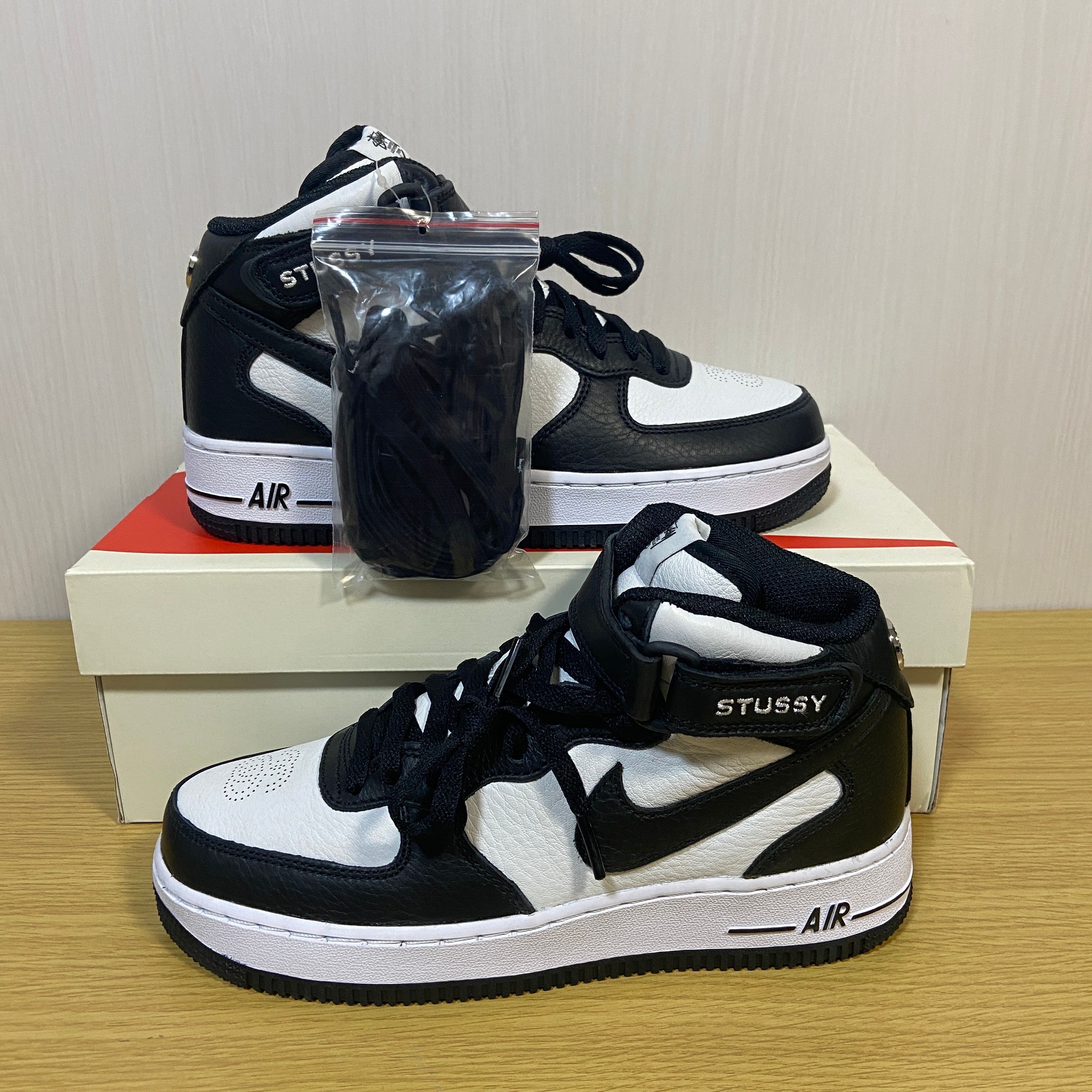 Stussy × Nike Air Force 1 Mid "Black and Light Bone"