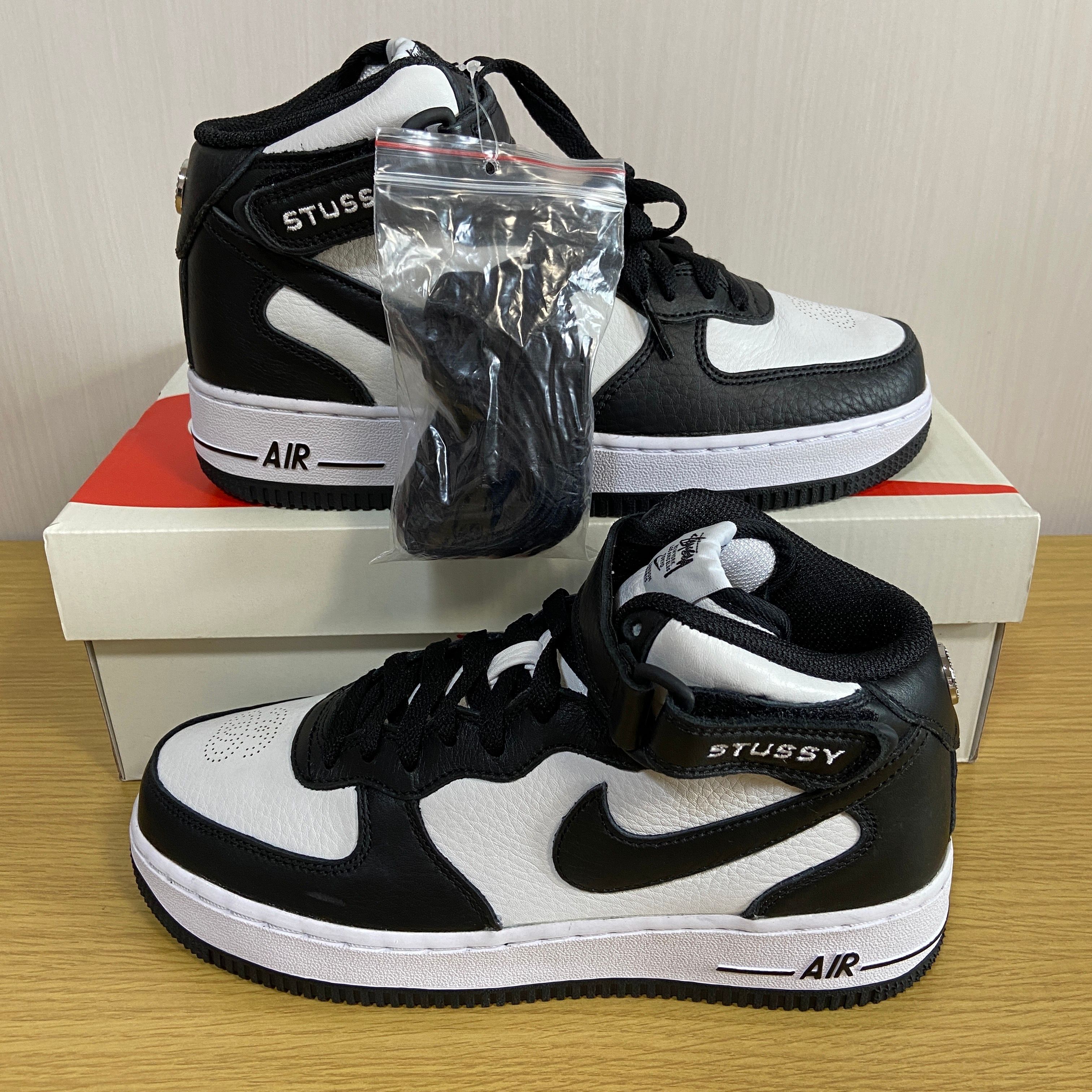 Stussy × Nike Air Force 1 Mid "Black and Light Bone"