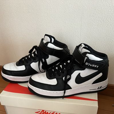 Stussy × Nike Air Force 1 Mid "Black and Light Bone"