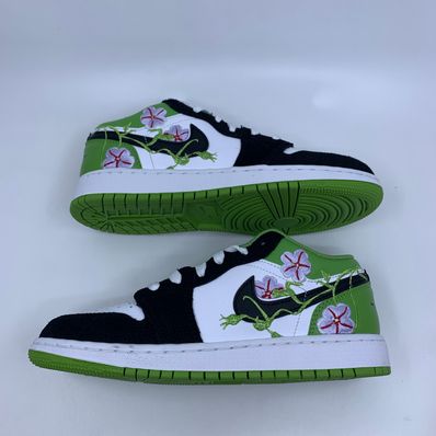 Nike GS Air Jordan 1 Low "Floral Embroidery/White/Green"