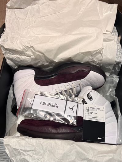 A Ma Maniere × Nike Women's Air Jordan 12 "White and Burgundy Crush"